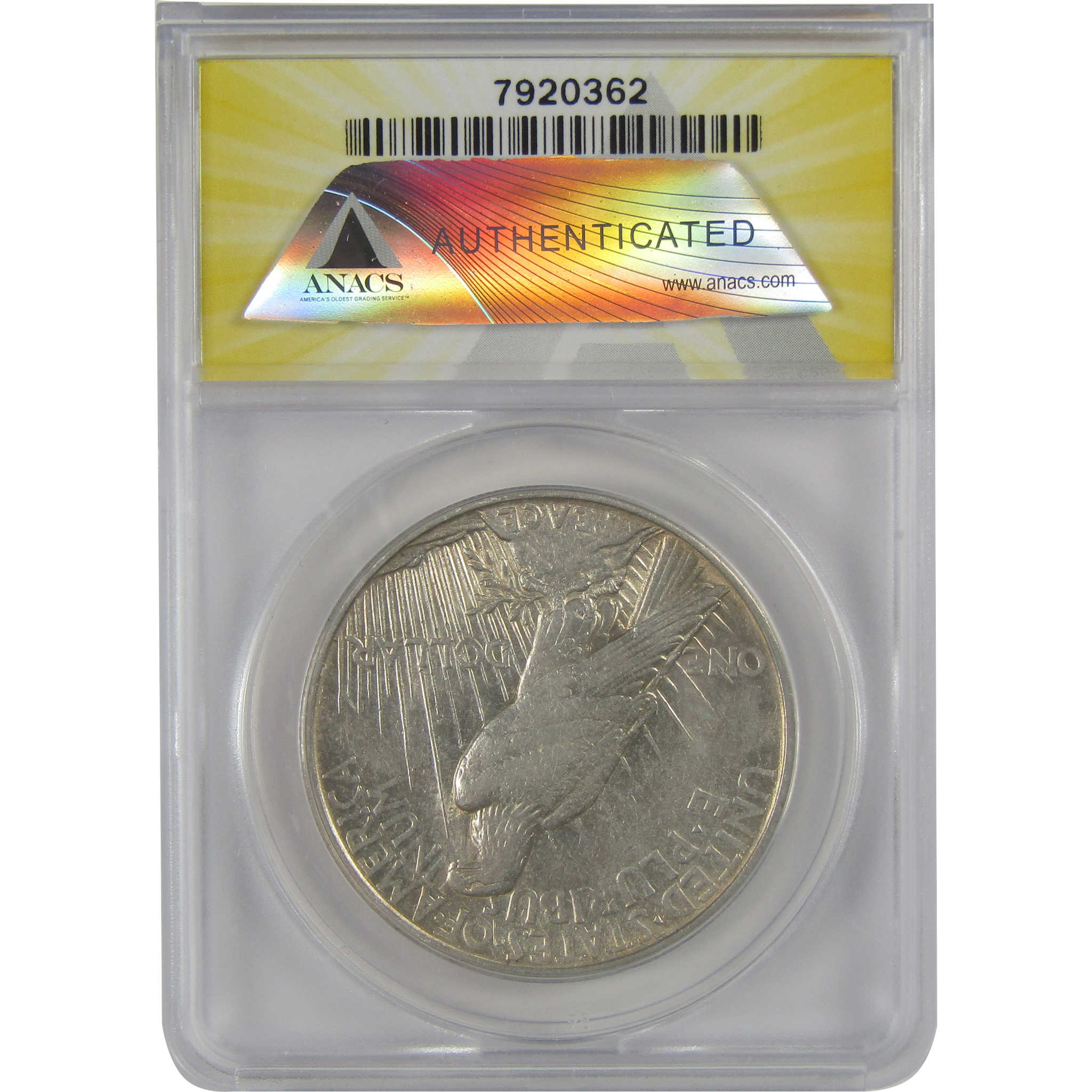 1921 High Relief Peace Dollar AU 50 Details ANACS Silver SKU:CP155