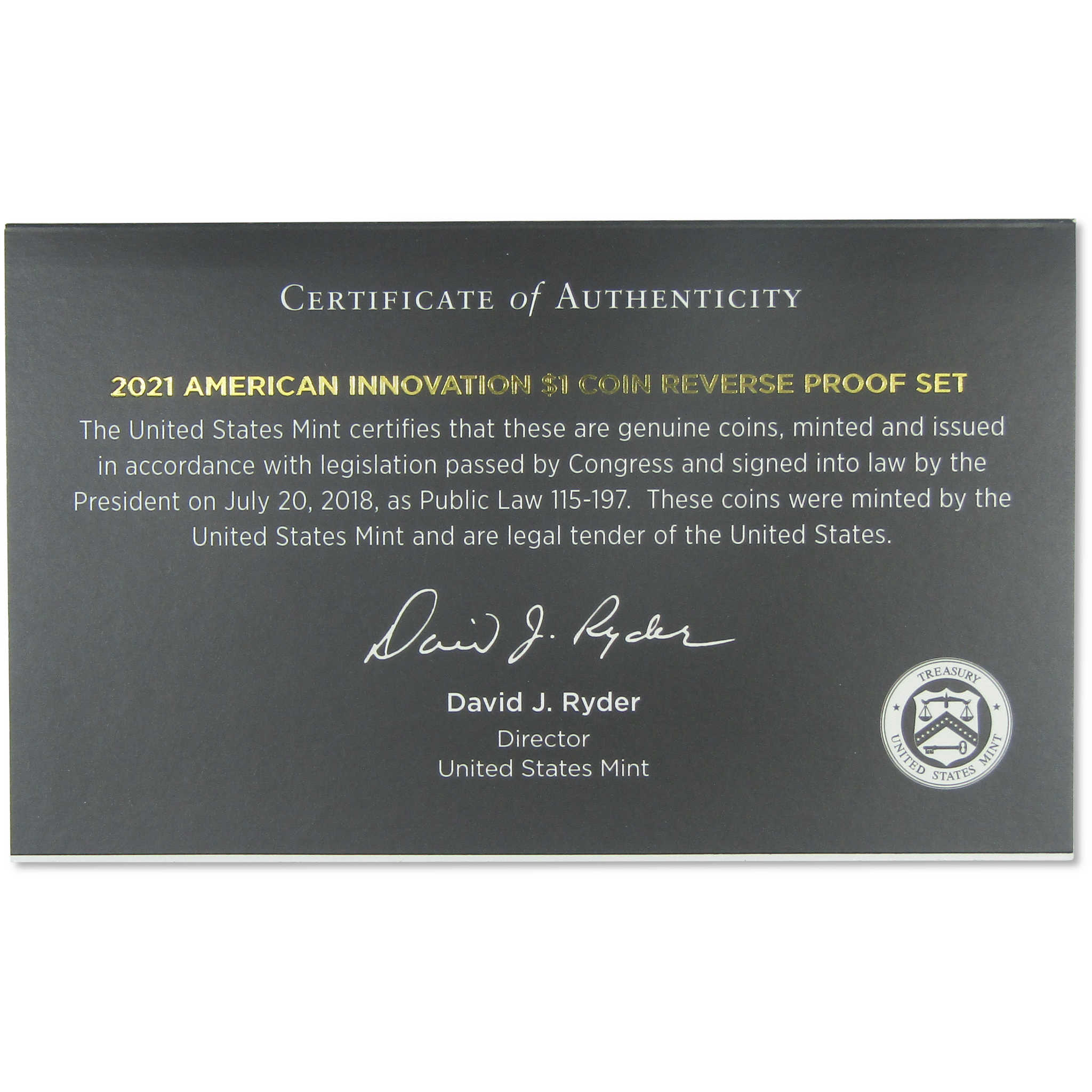 2021 American Innovation Dollar Reverse Proof Set U.S. Mint OGP COA