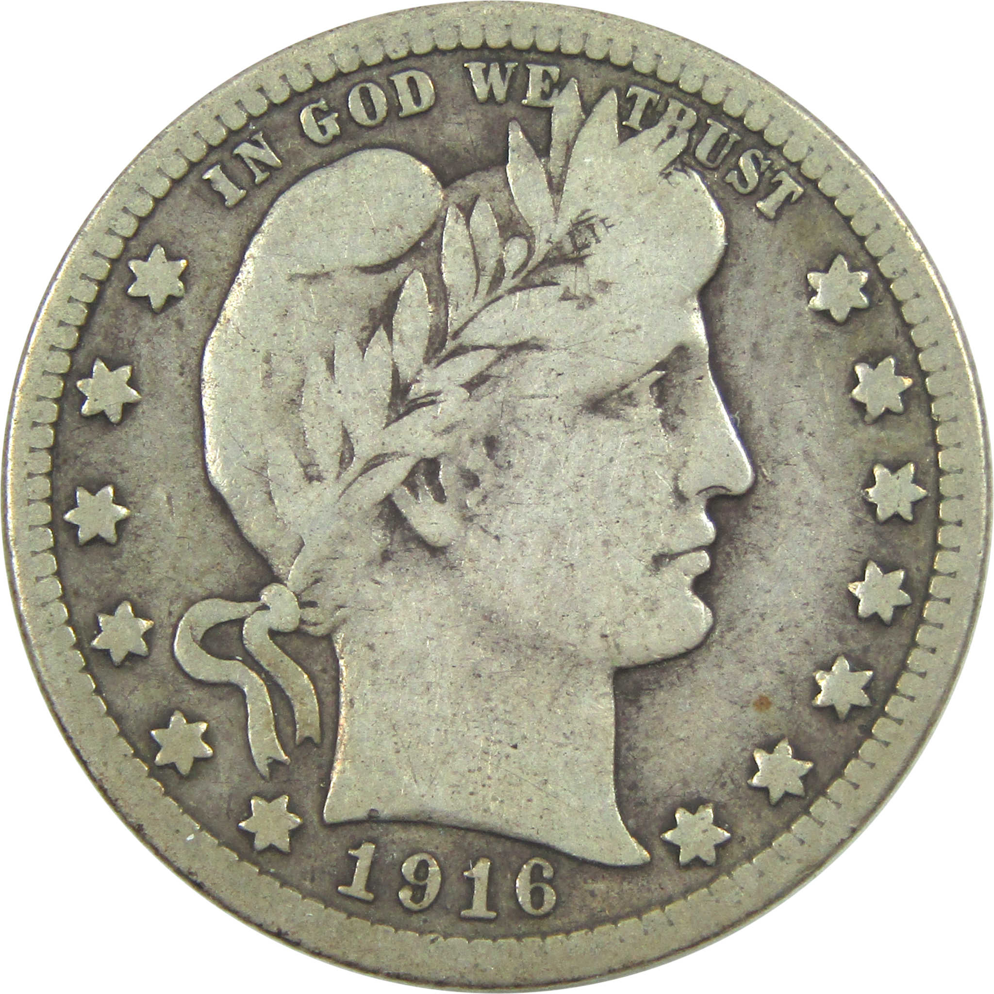 1916 D Barber Quarter VG Very Good Silver 25c Coin SKU:I15310