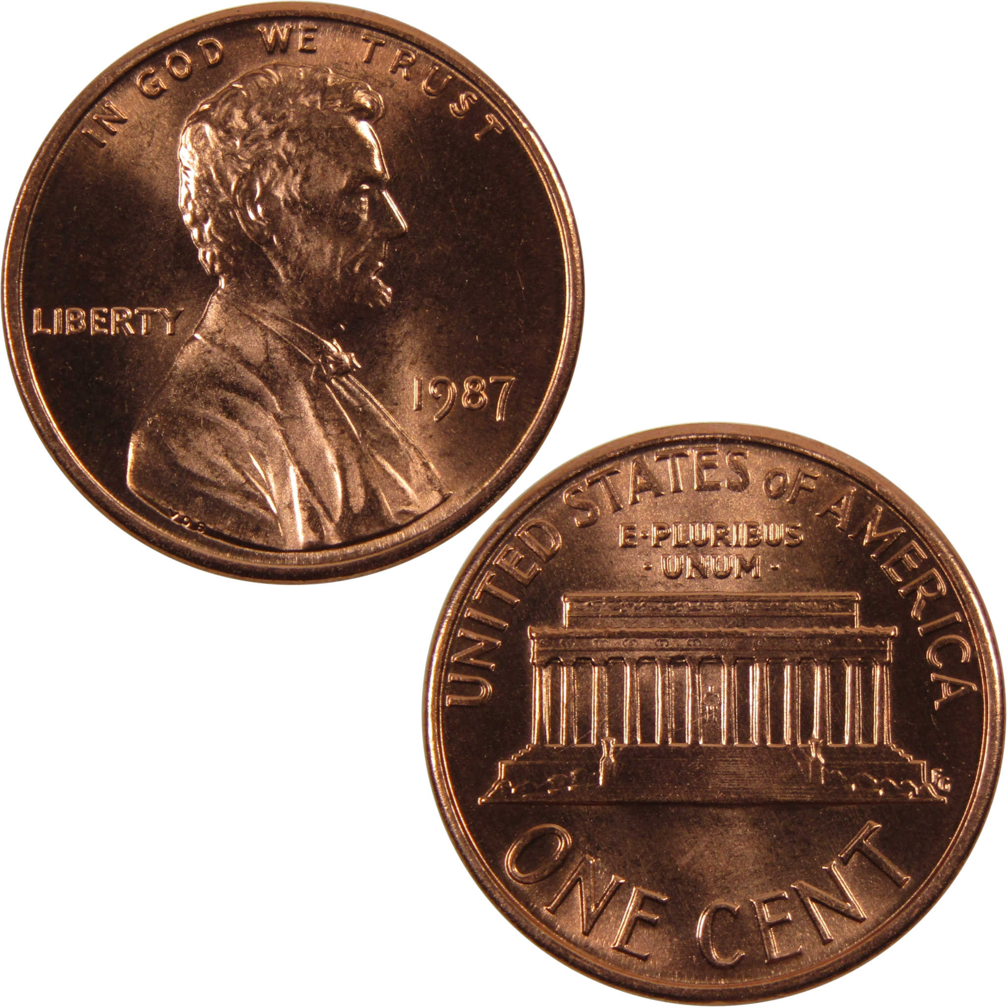 1987 Lincoln Memorial Cent BU Uncirculated Penny 1c Coin