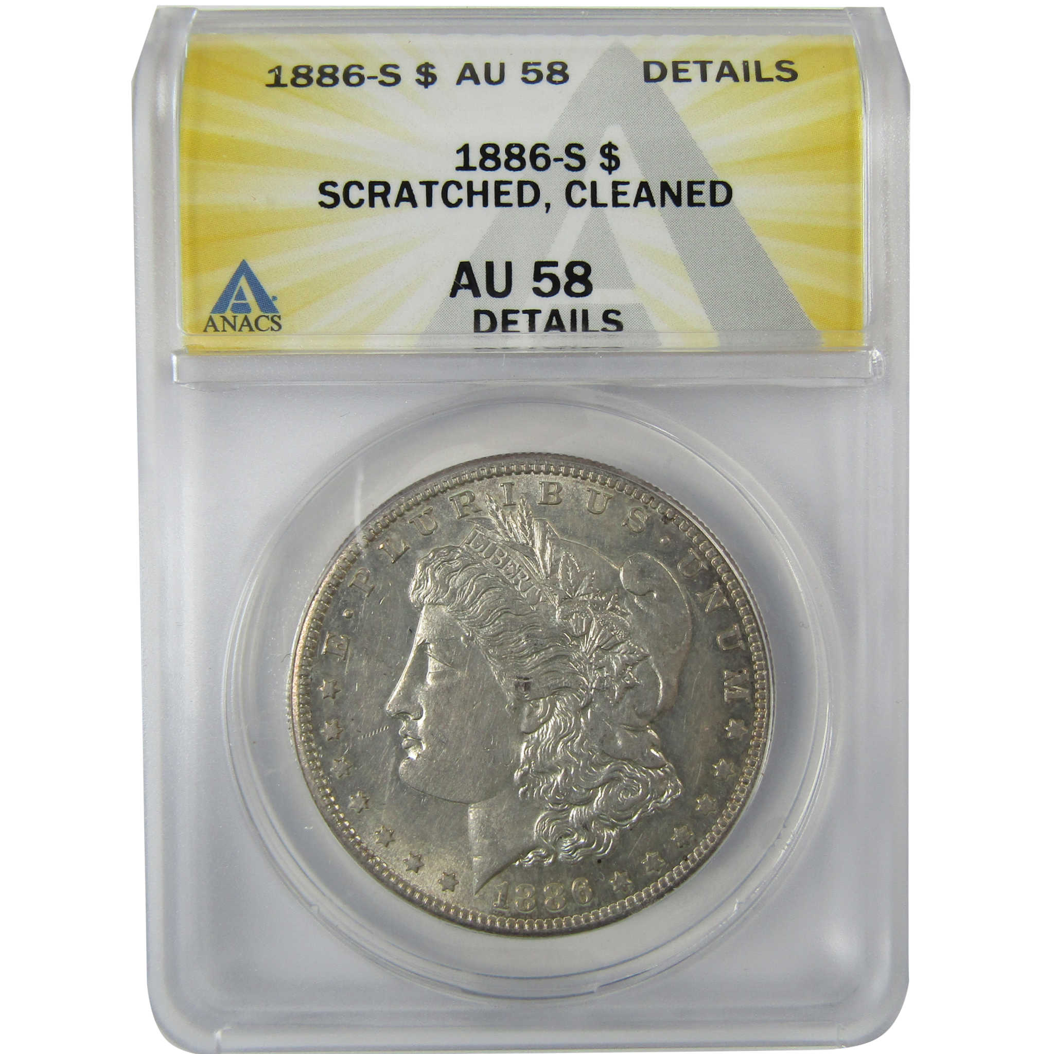 1886 S Morgan Silver Dollar AU 58 Details ANACS $1 Coin SKU:CP834 - Morgan coin - Morgan silver dollar - Morgan silver dollar for sale - Profile Coins &amp; Collectibles