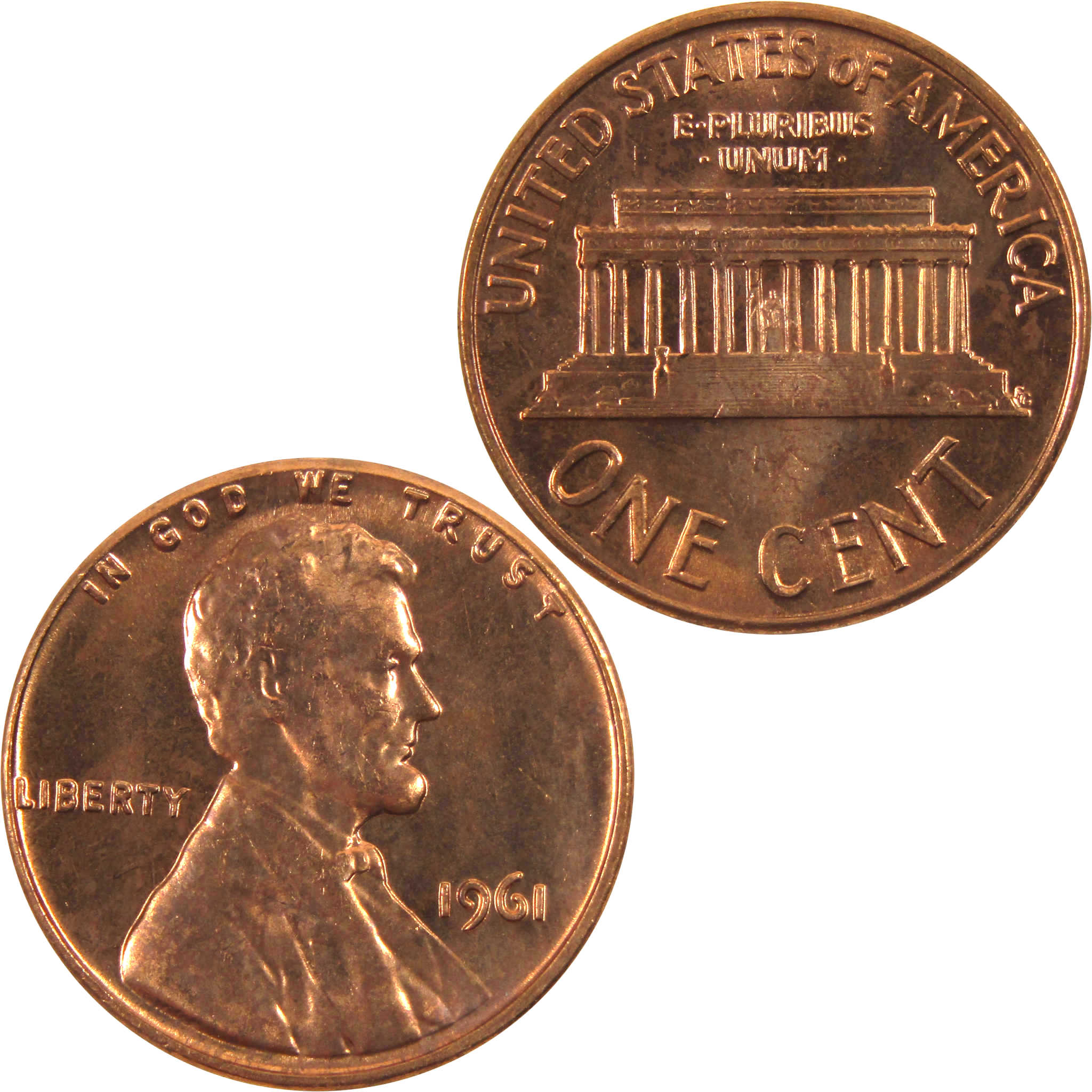 1961 Lincoln Memorial Cent BU Uncirculated Penny 1c Coin