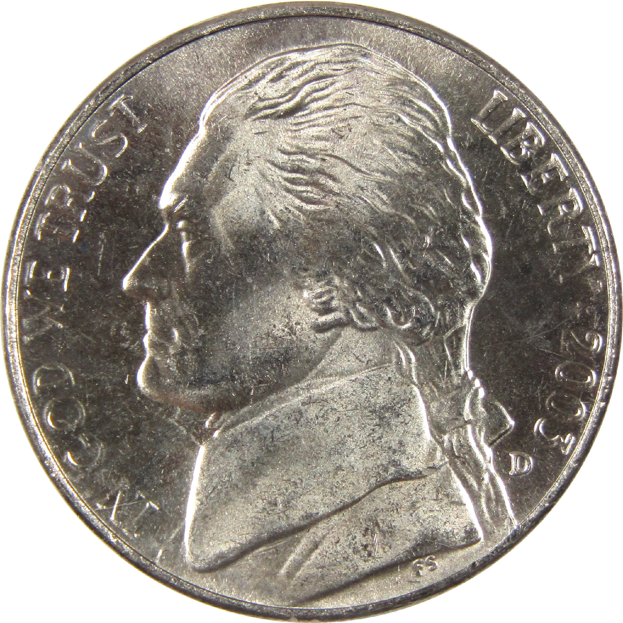 2003 D Jefferson Nickel Uncirculated 5c Coin
