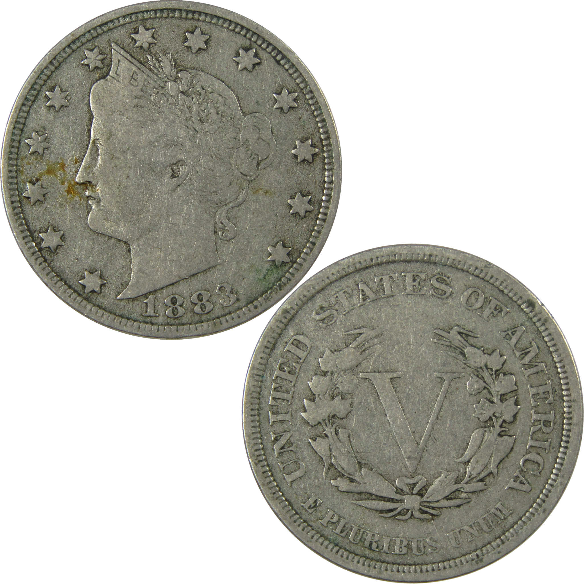 1883 No Cents Liberty Head V Nickel F Fine 5c Coin SKU:I26948