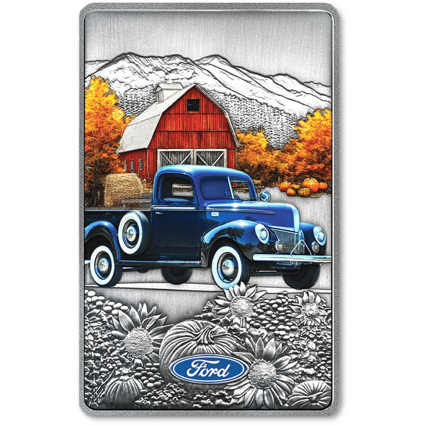 2025 Liberia Ford Autumn Truck White Brass Uncirculated $1 Coin Bar