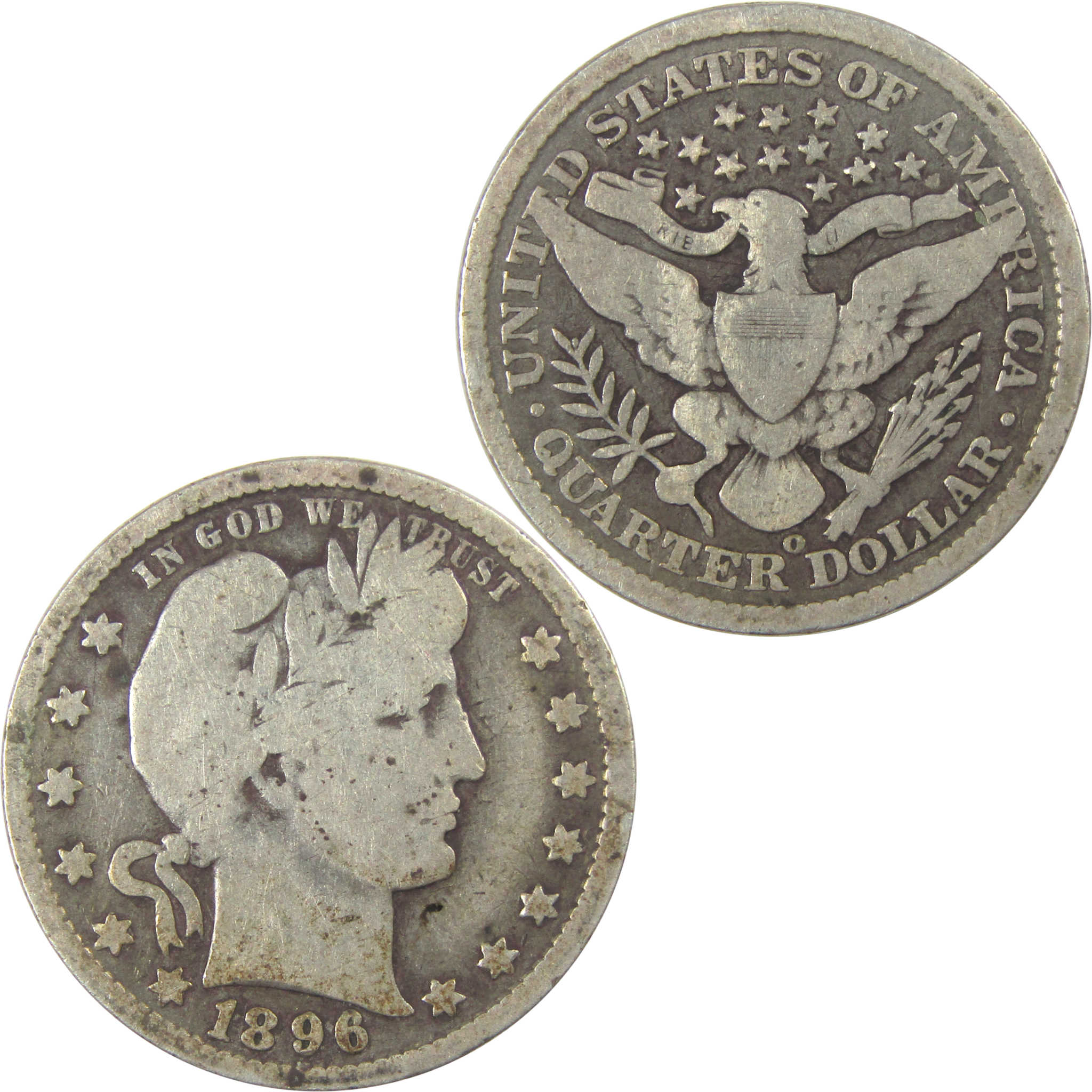 1896 O Barber Quarter G Good Details Silver 25c Coin SKU:I21854