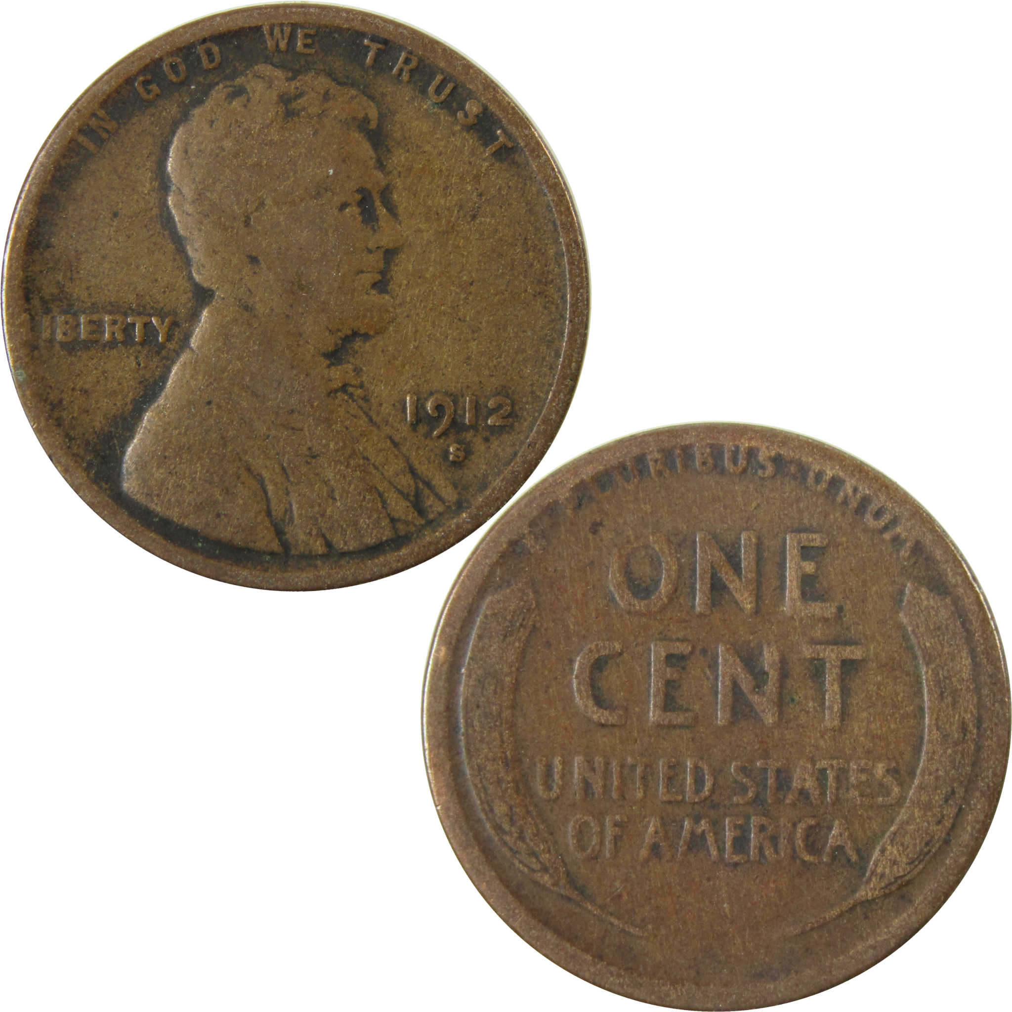 1912 S Lincoln Wheat Cent G Good Penny 1c Coin Collectible SKU:I28149