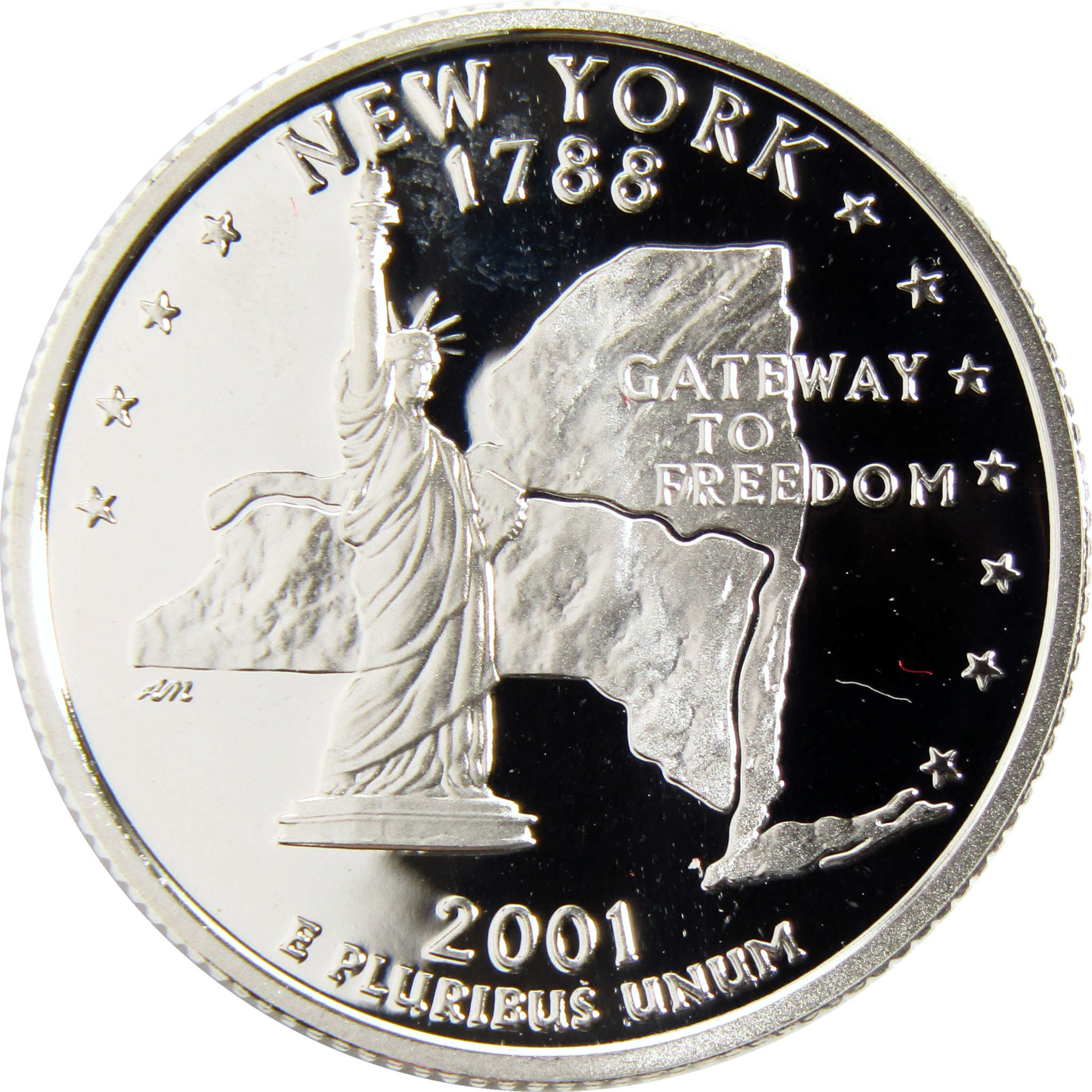 2001 S New York State Quarter Silver 25c Proof Coin