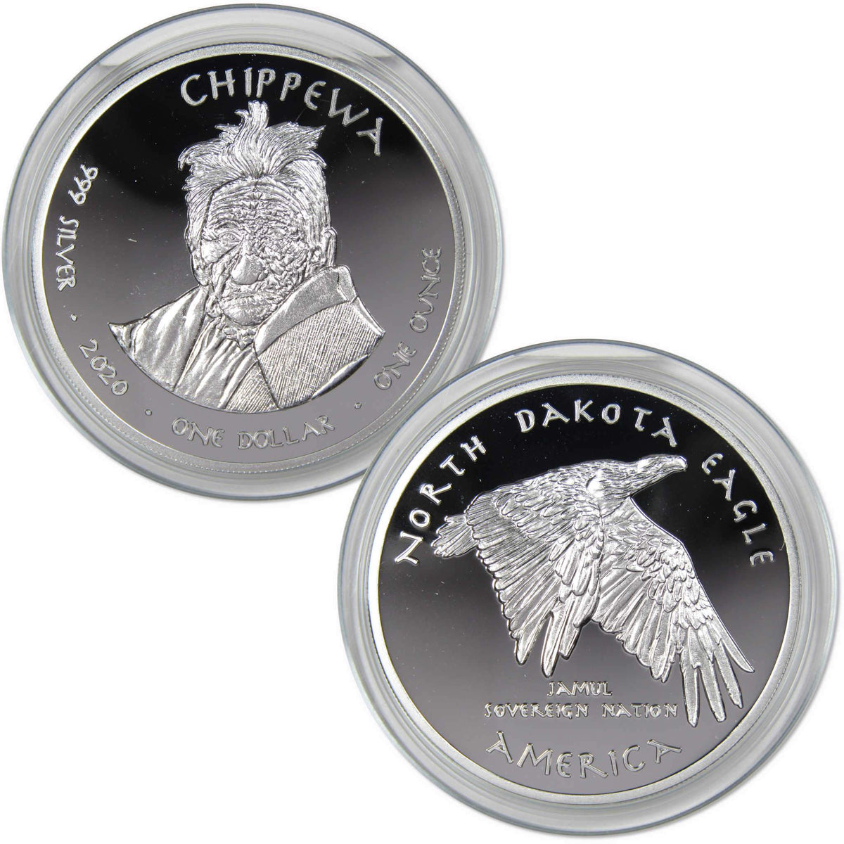 2020 Native American Jamul Chippewa North Dakota Eagle 1 oz Silver