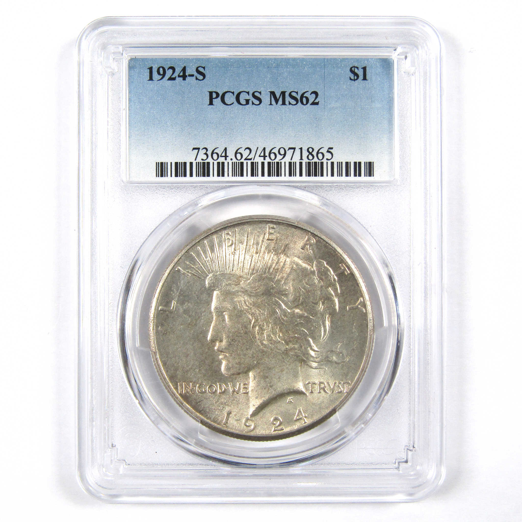 1924 S Peace Dollar MS 62 PCGS 90% Silver $1 Uncirculated SKU:I9244