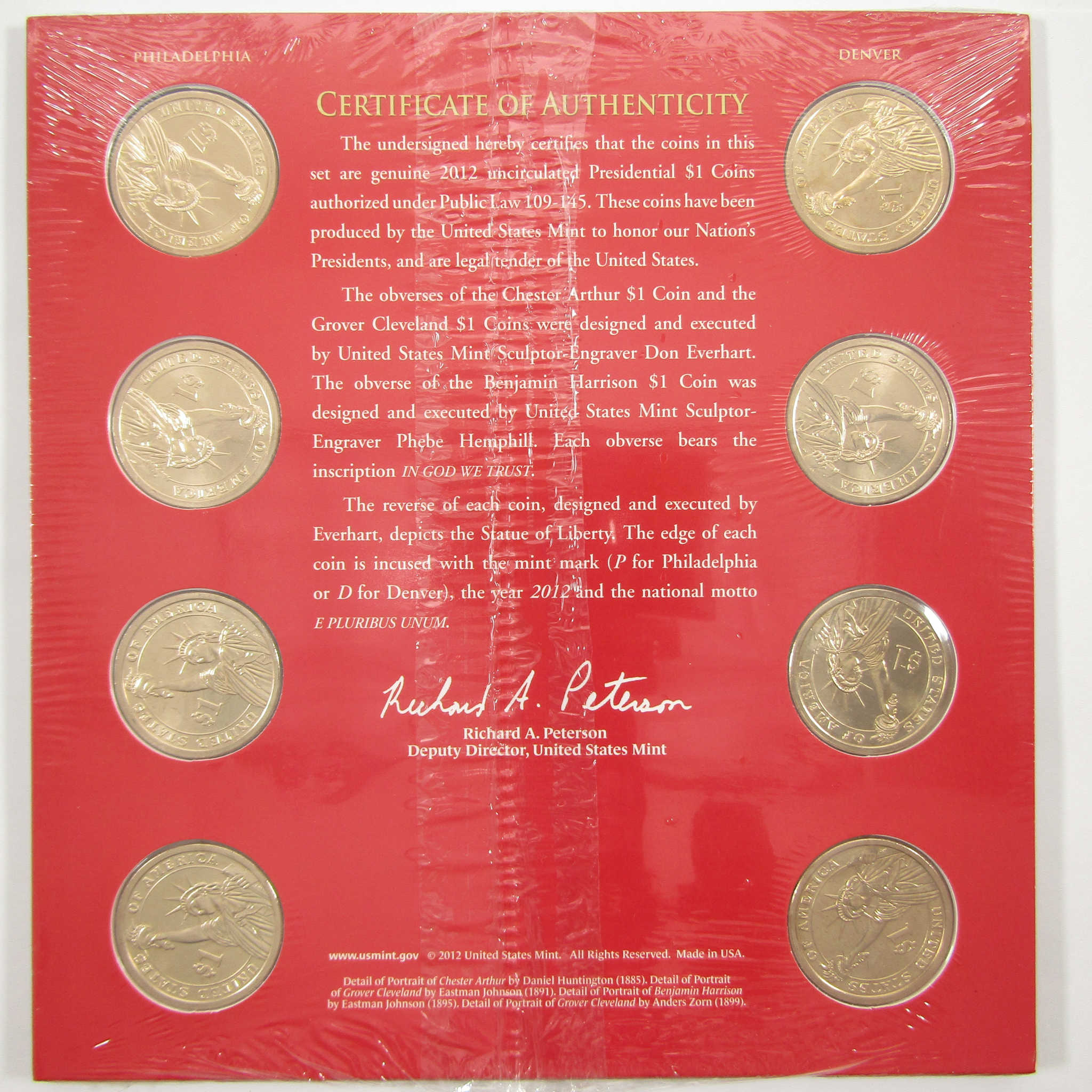 2012 P&D Presidential Dollar $1 Coin Uncirculated Set OGP SKU:CPC3831