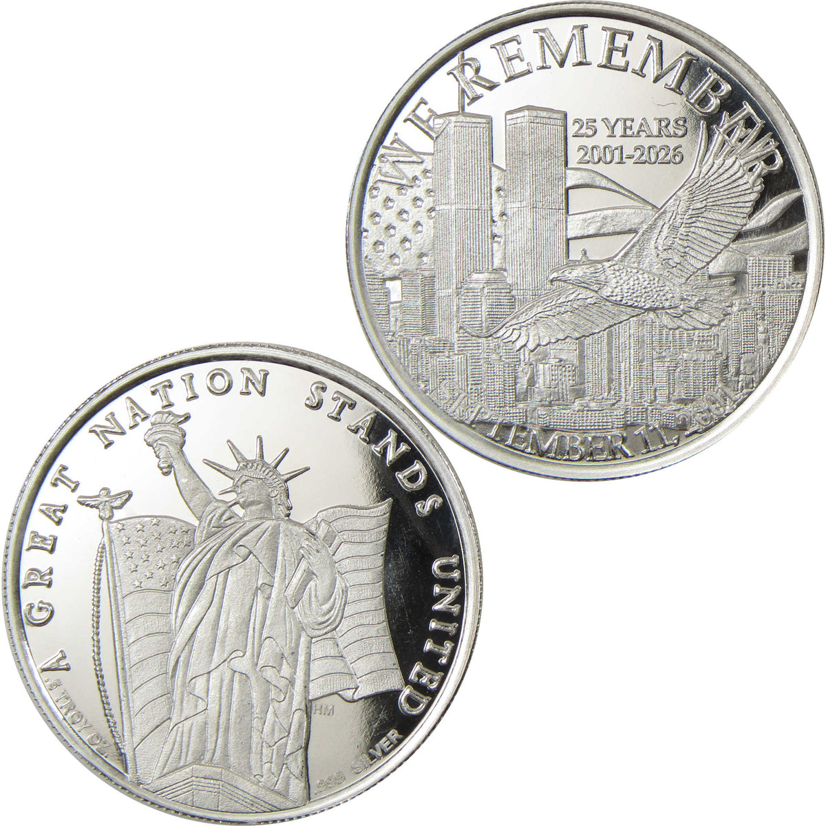 September 11th We Remember 1/2 oz .999 Silver Round Collectible