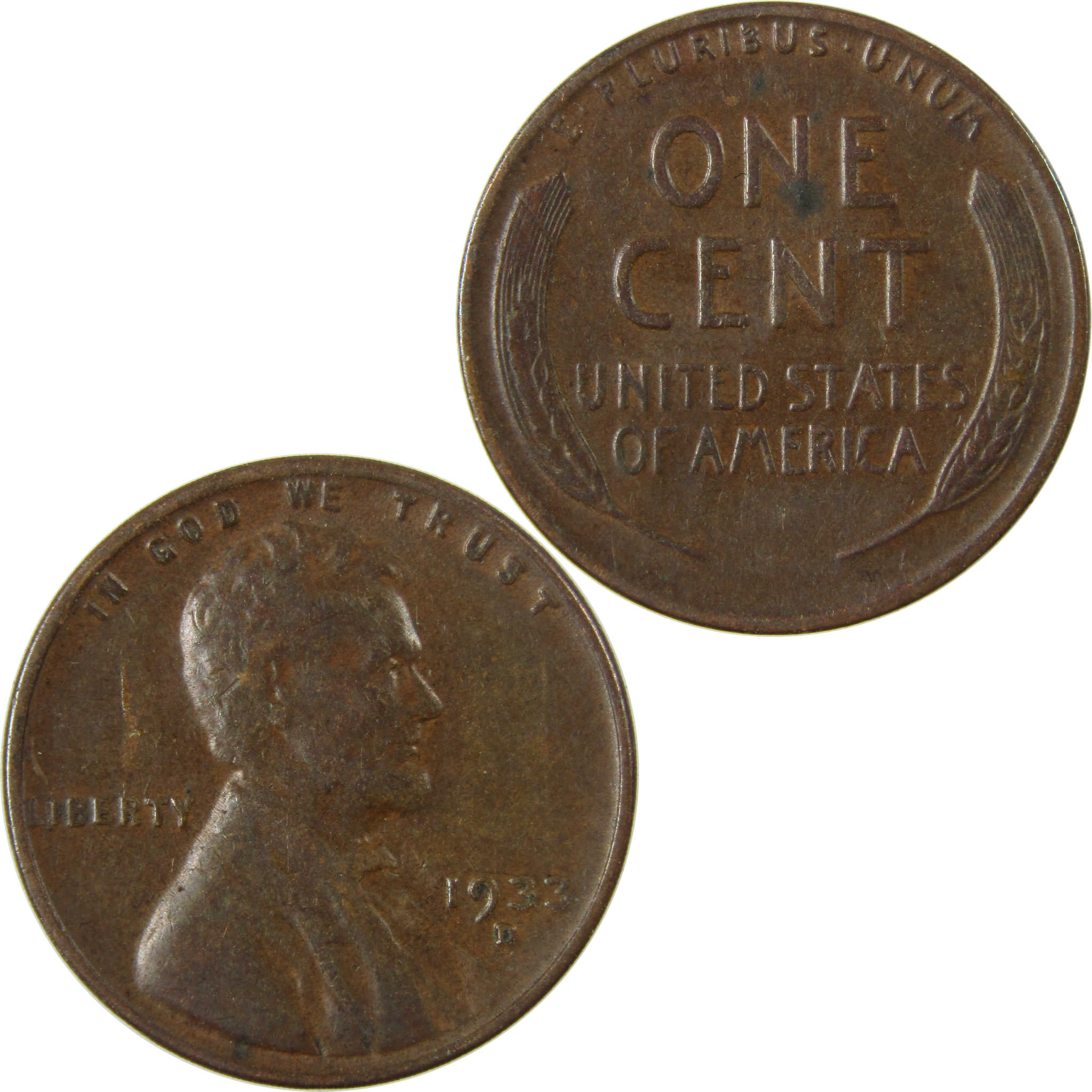 1933 D Lincoln Wheat Cent F Fine Details Penny 1c Coin SKU:I26849