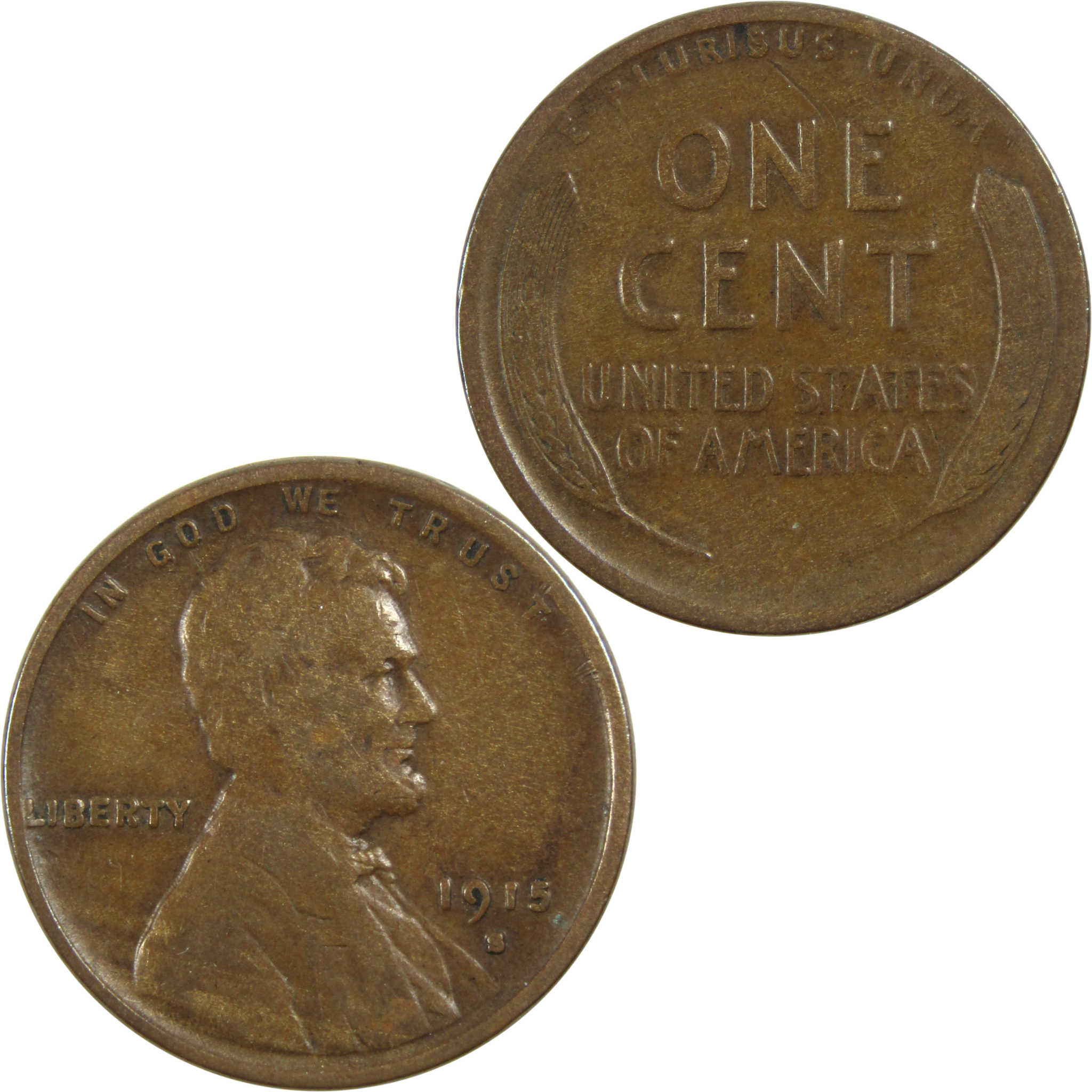 1915 Lincoln Wheat Cent F Fine Penny 1c Coin SKU:I13259