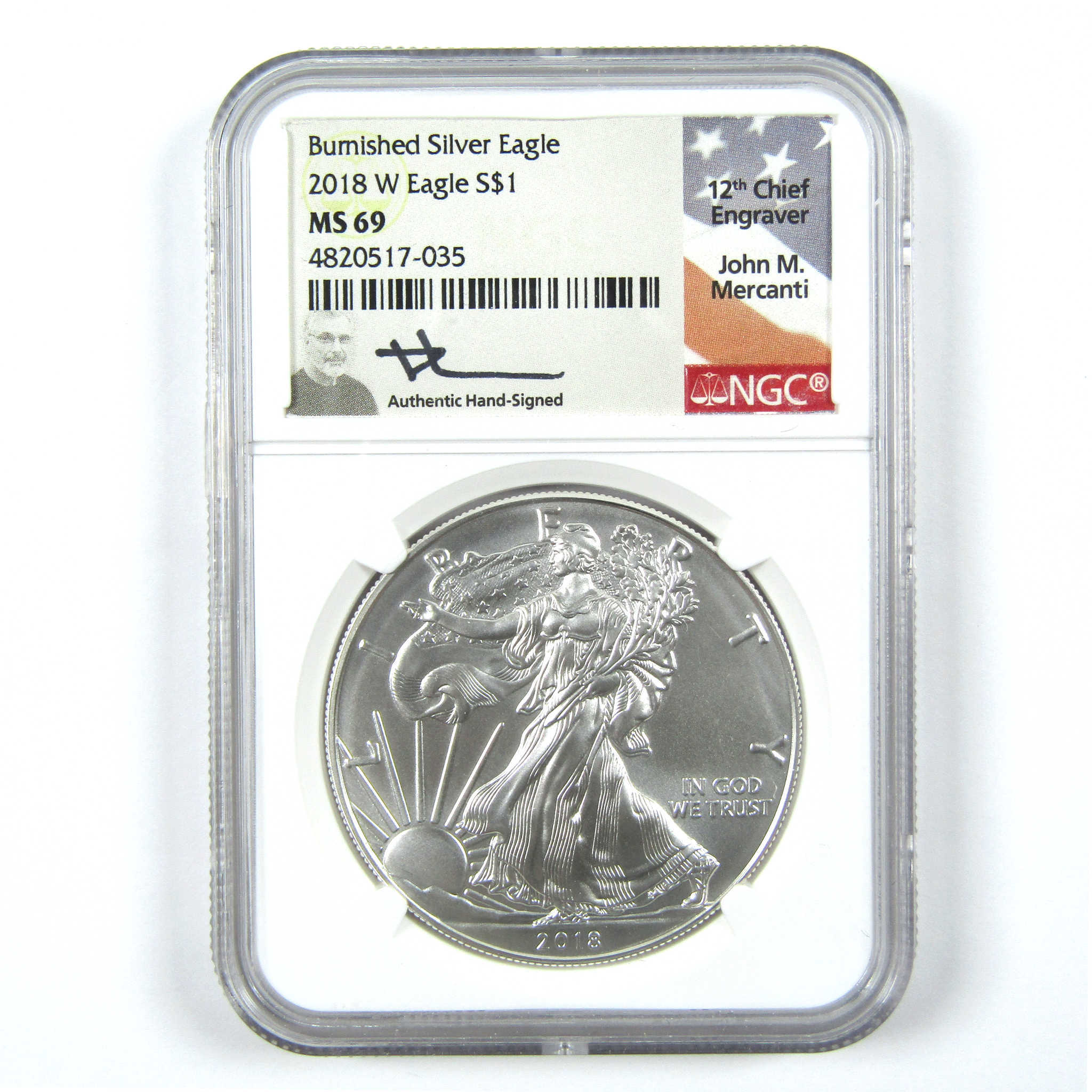 2018 W American Silver Eagle MS 69 NGC $1 Mercanti SKU:CPC7109