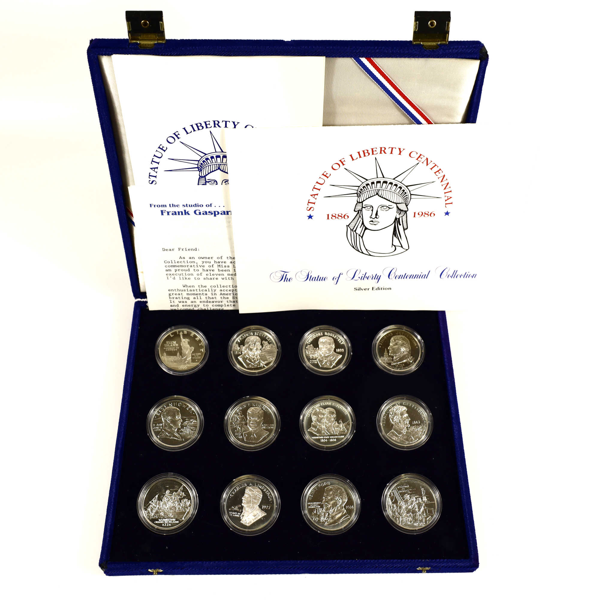 1986 Statue of Liberty Centennial 12 pc Silver Round Set SKU:CPC7882