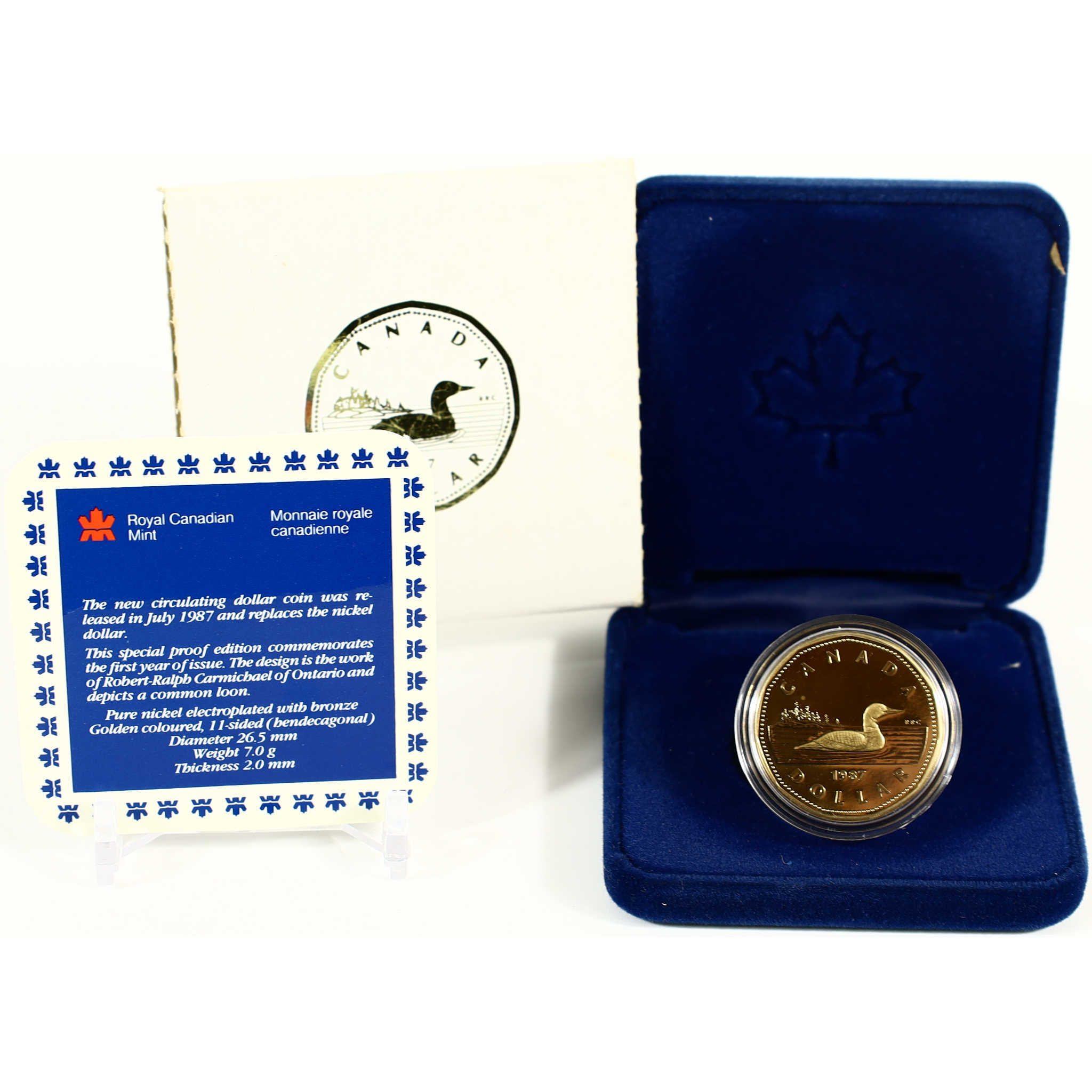 1987 Canadian Loon Dollar Dollar $1 Proof Coin SKU:CPC8557