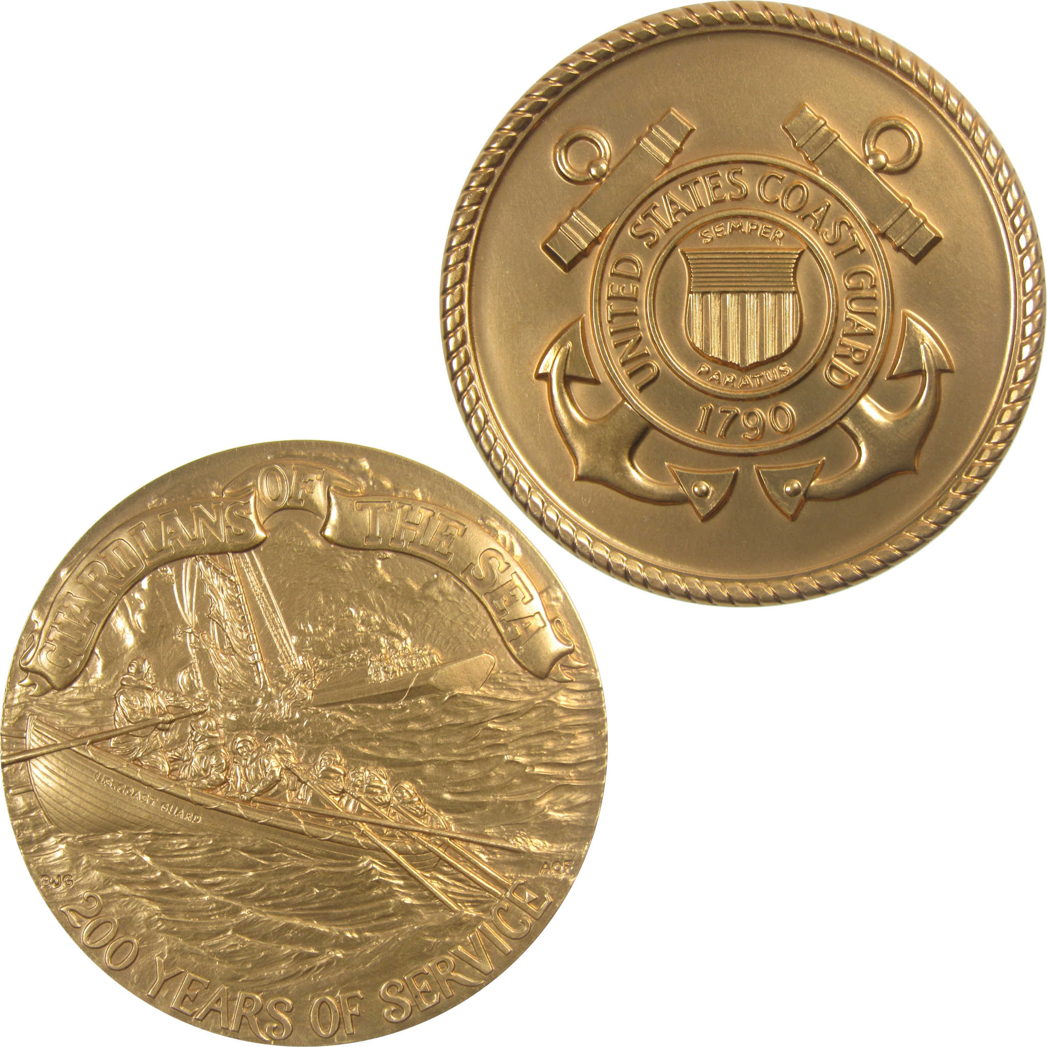 1990 Bronze US Coast Guard Bicentennial 3 Inch Medal SKU:CPC9051