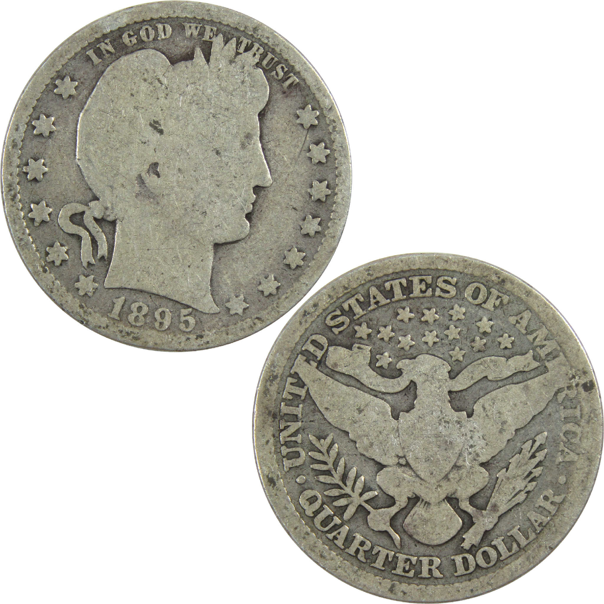 1895 Barber Quarter G Good Silver 25c Coin SKU:I13148