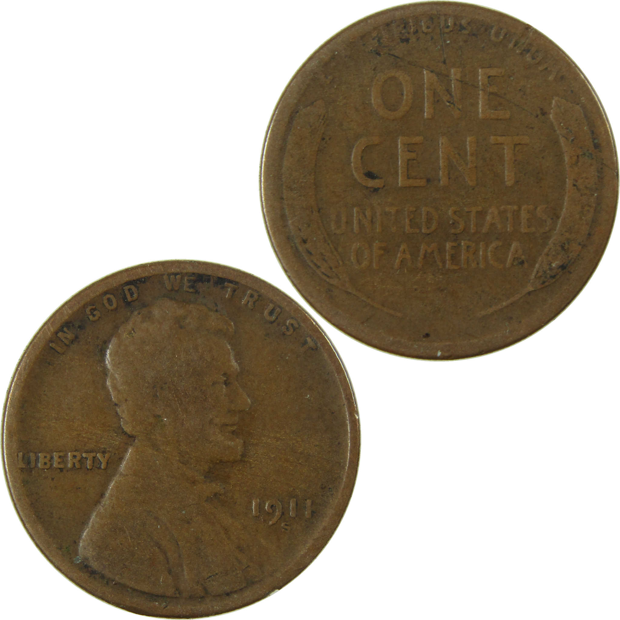 1911 S Lincoln Wheat Cent G Good Details Penny 1c Coin SKU:I27506