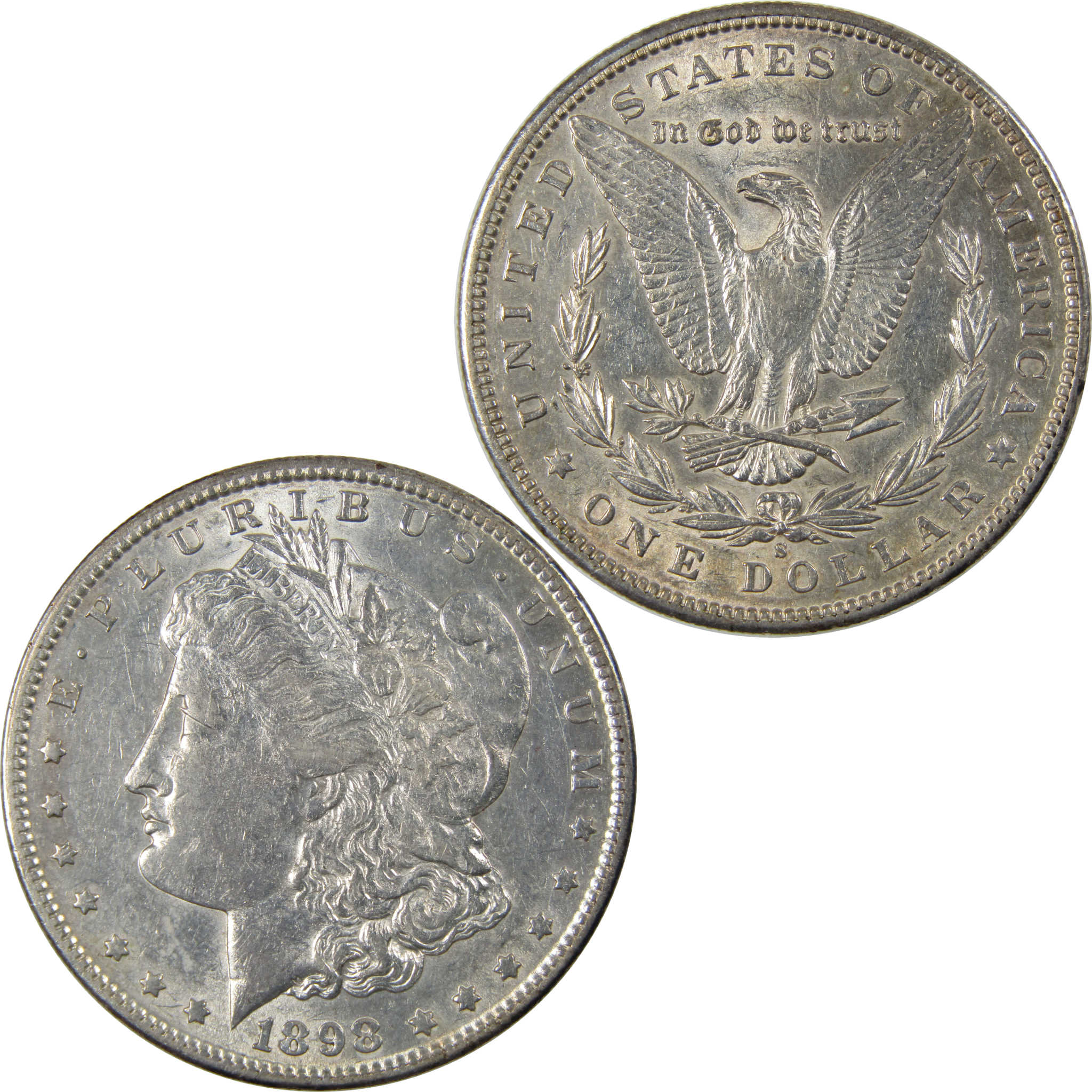 1898 S Morgan Dollar AU About Uncirculated Silver $1 Coin SKU:I23703