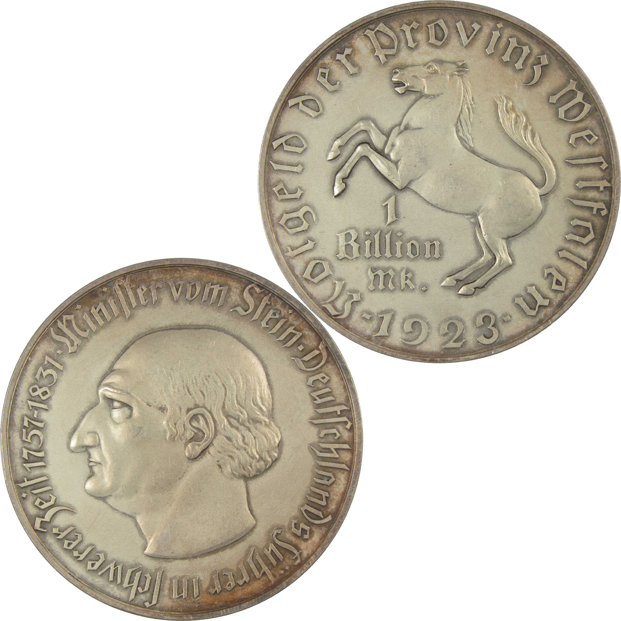 1923 Westphalia Baron vom Stein 1 Trillion Marks XF EF Extremely Fine