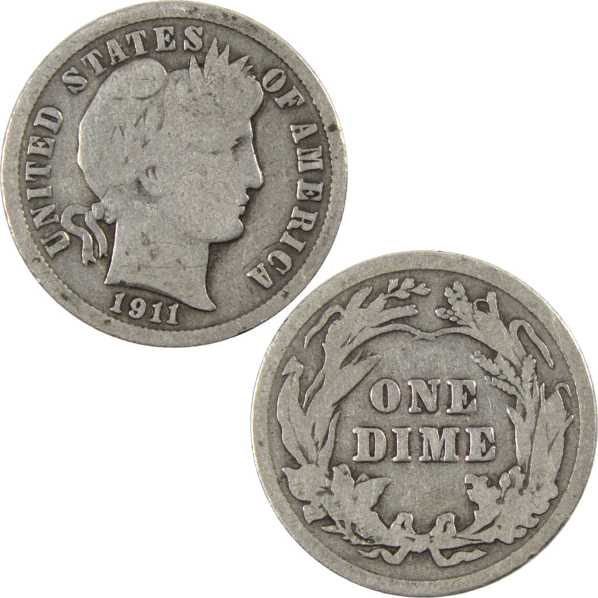1911 Barber Dime G Good Silver 10c Coin