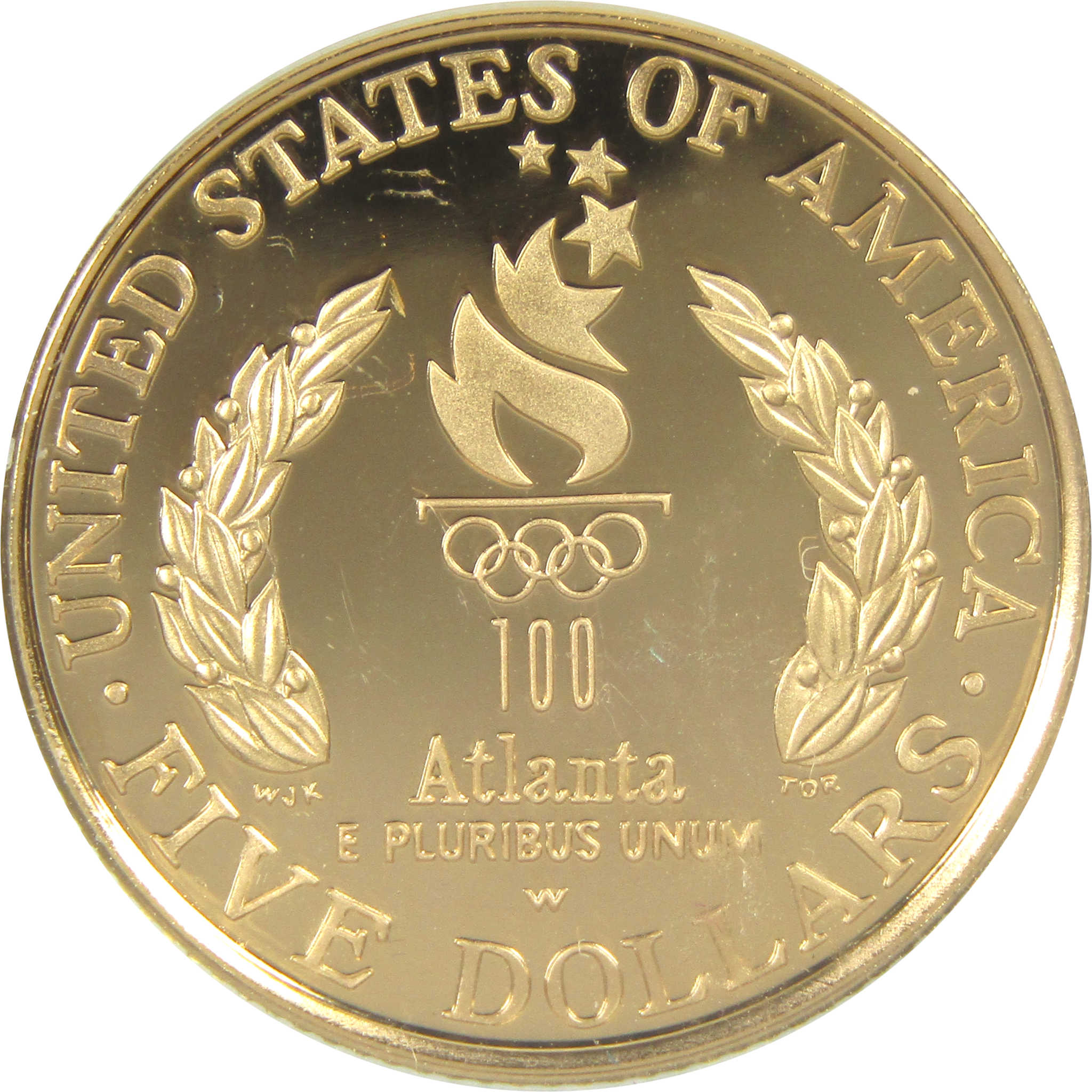 Atlanta Olympic Games Flag Bearer Commemorative 1996 W Proof Gold $5