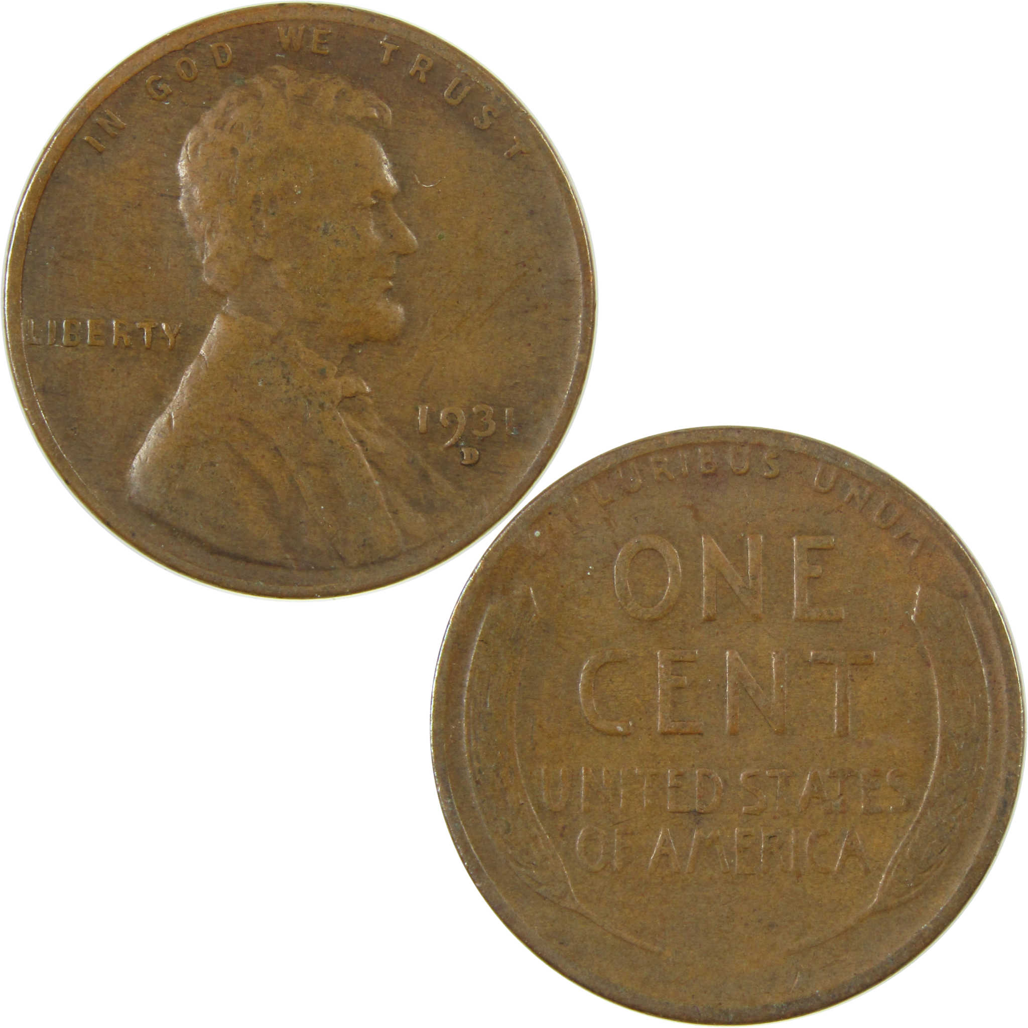 1931 D Lincoln Wheat Cent F Fine Penny 1c Coin Collectible SKU:I26795