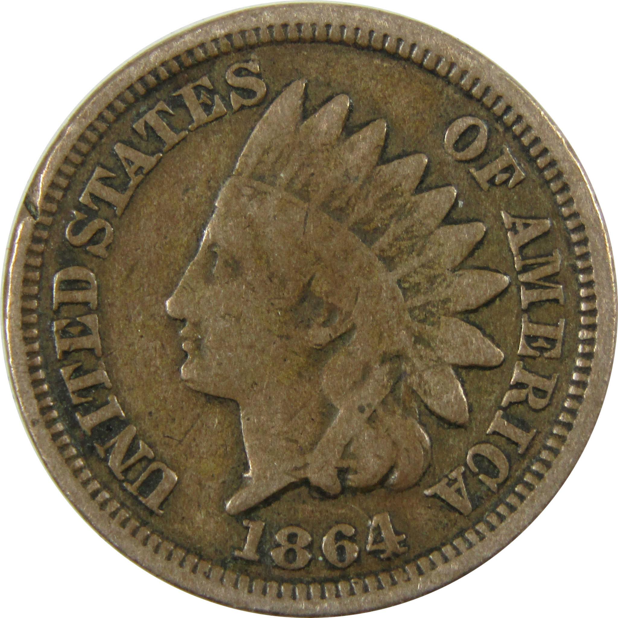 1864 Indian Head Copper-Nickel Cent VG Very Good Penny SKU:CP1125