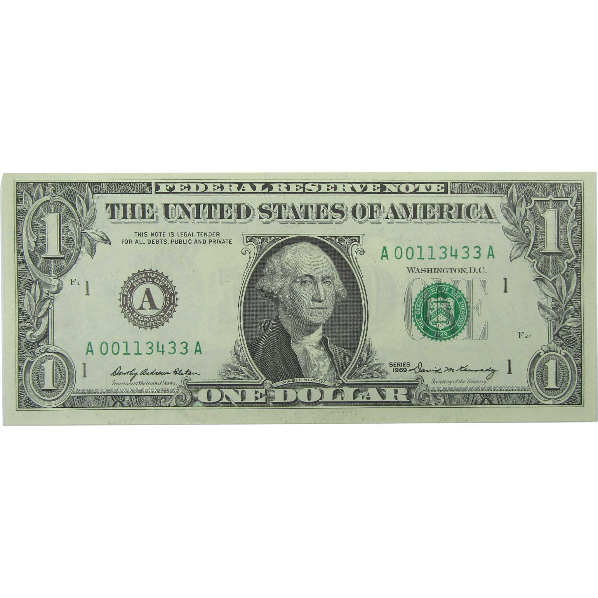 1969 $1 Small Size Federal Reserve Note CCU Choice Crisp Uncirculated