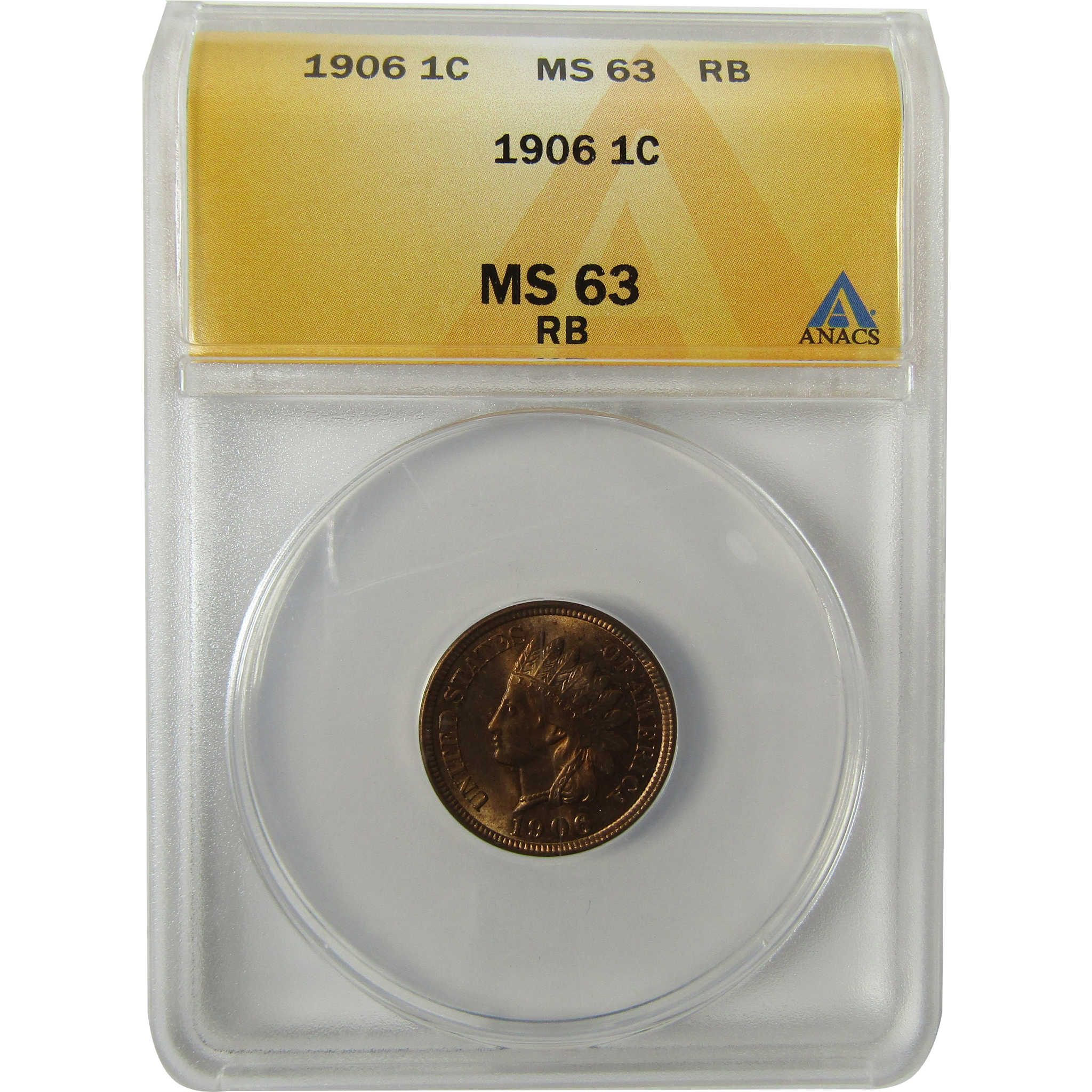 1906 Indian Head Cent MS 63 RB ANACS Uncirculated Penny SKU:I28397