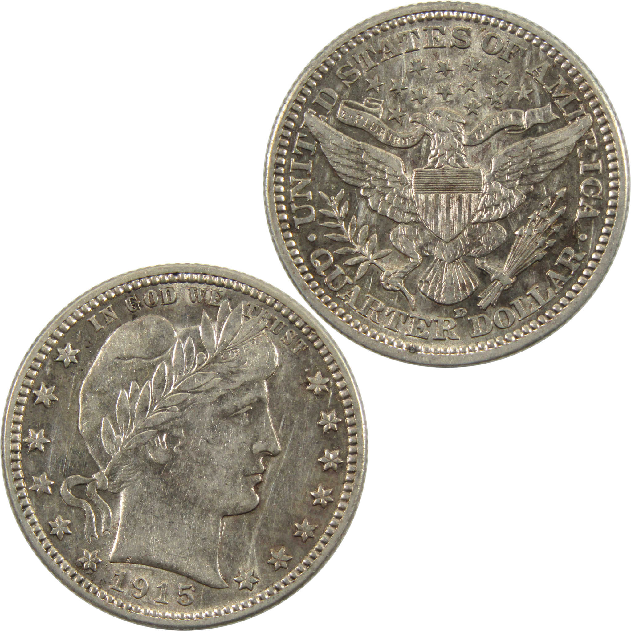 1915 D Barber Quarter AU About Uncirculated 90% Silver SKU:I10235