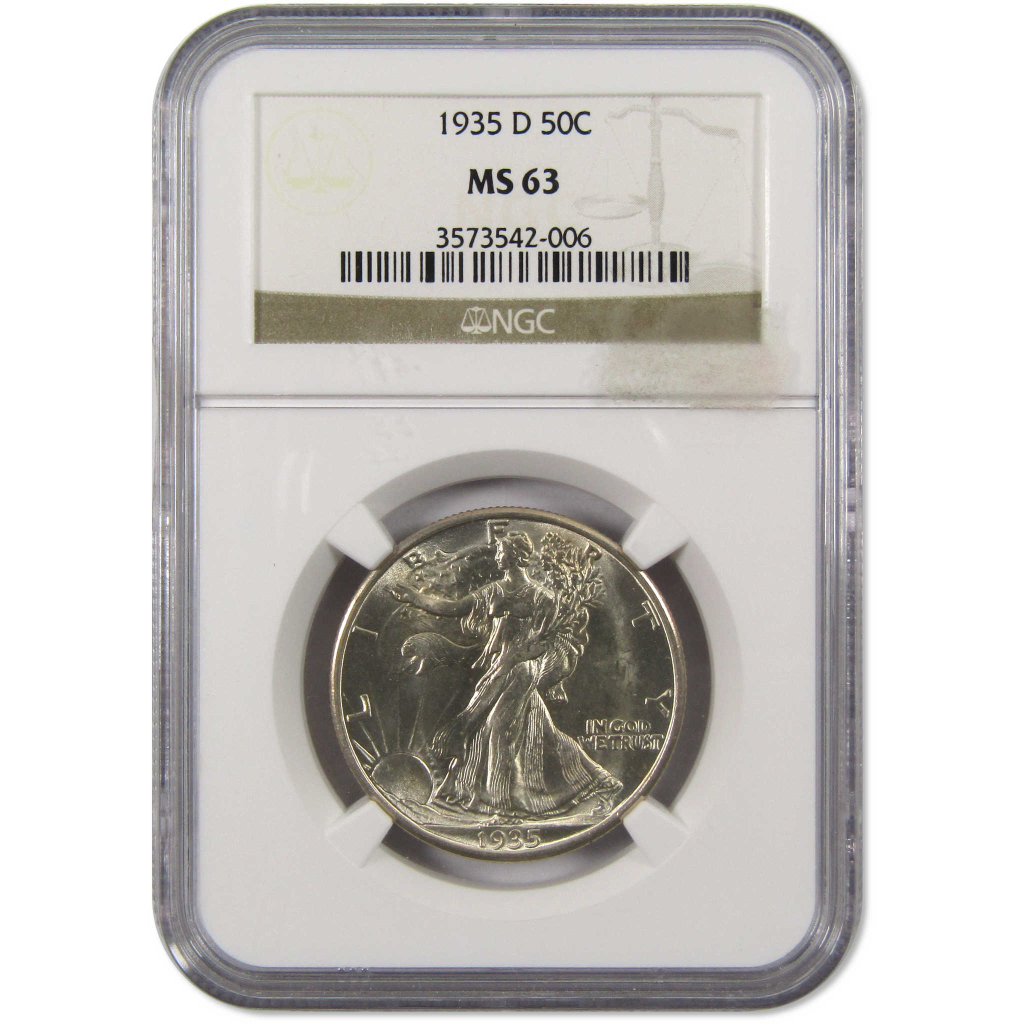 1935 D Liberty Walking Half Dollar MS 63 NGC Silver 50c Coin SKU:I9473