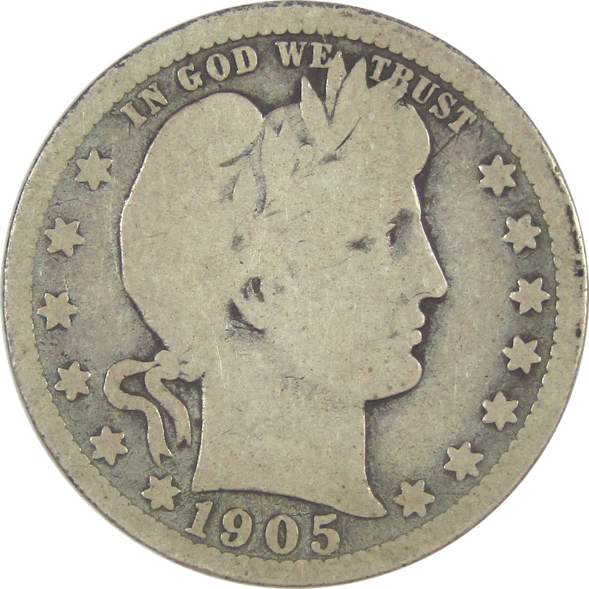 1905 O Barber Quarter G Good Silver 25c Coin SKU:I15532