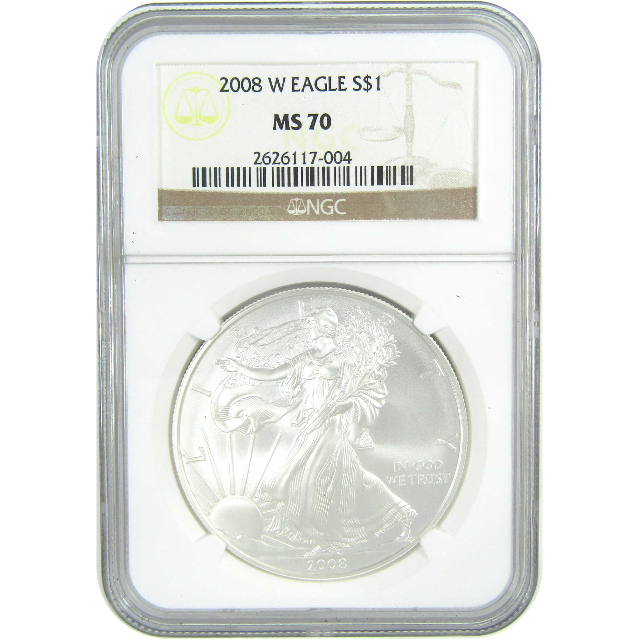 2008 W American Silver Eagle MS 70 NGC Burnished $1 SKU:CPC9567