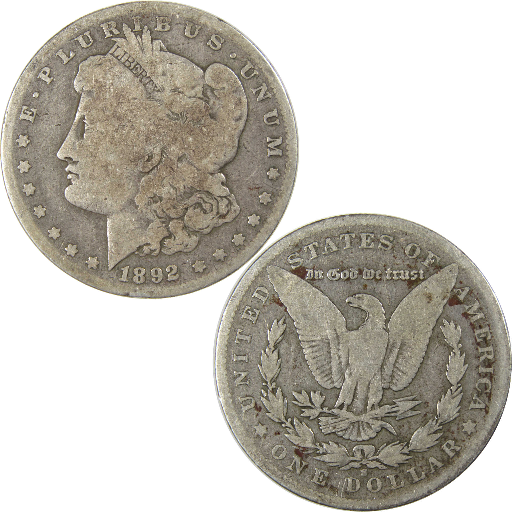 1892 S Morgan Dollar VG Very Good Silver $1 Coin SKU:I23456