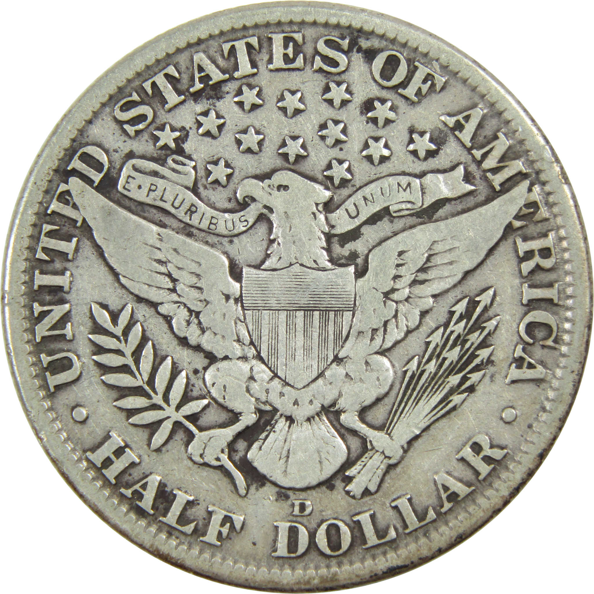 1915 D Barber Half Dollar F Fine Silver 50c Coin SKU:I13260