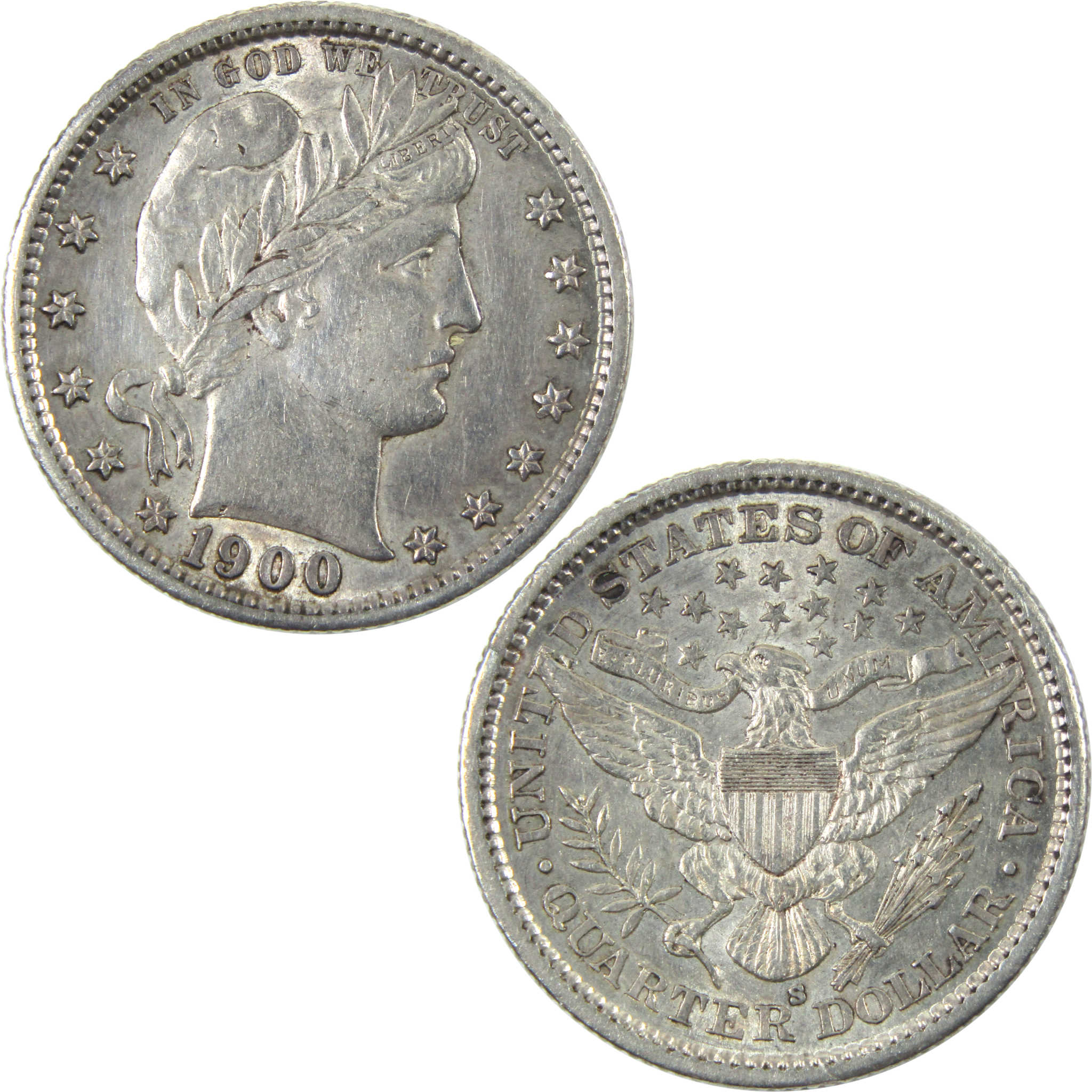 1900 S Barber Quarter AU About Uncirculated Details Silver SKU:CPC6089