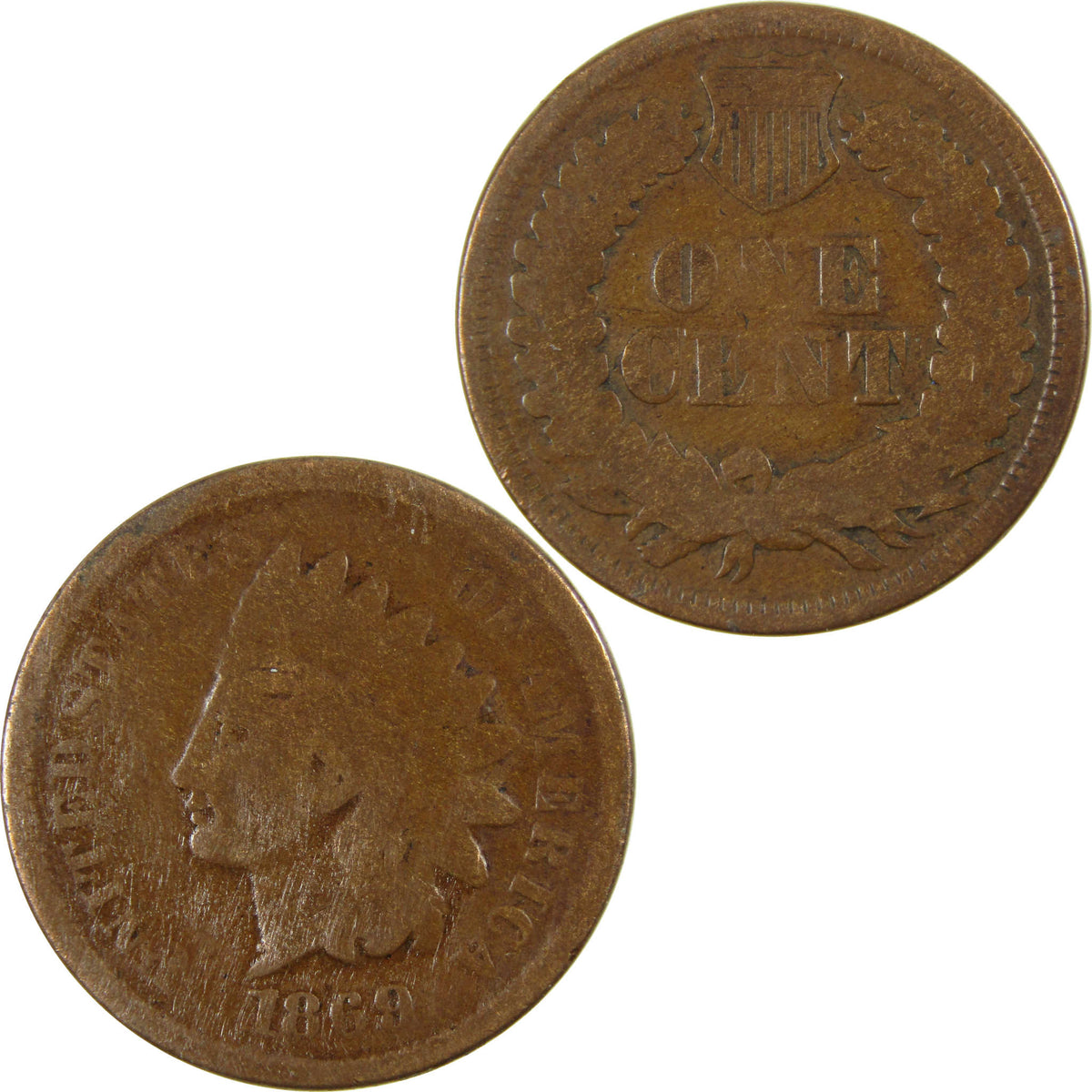 1869 Indian Head Cent G Good Details Penny 1c Coin SKU:CP1776