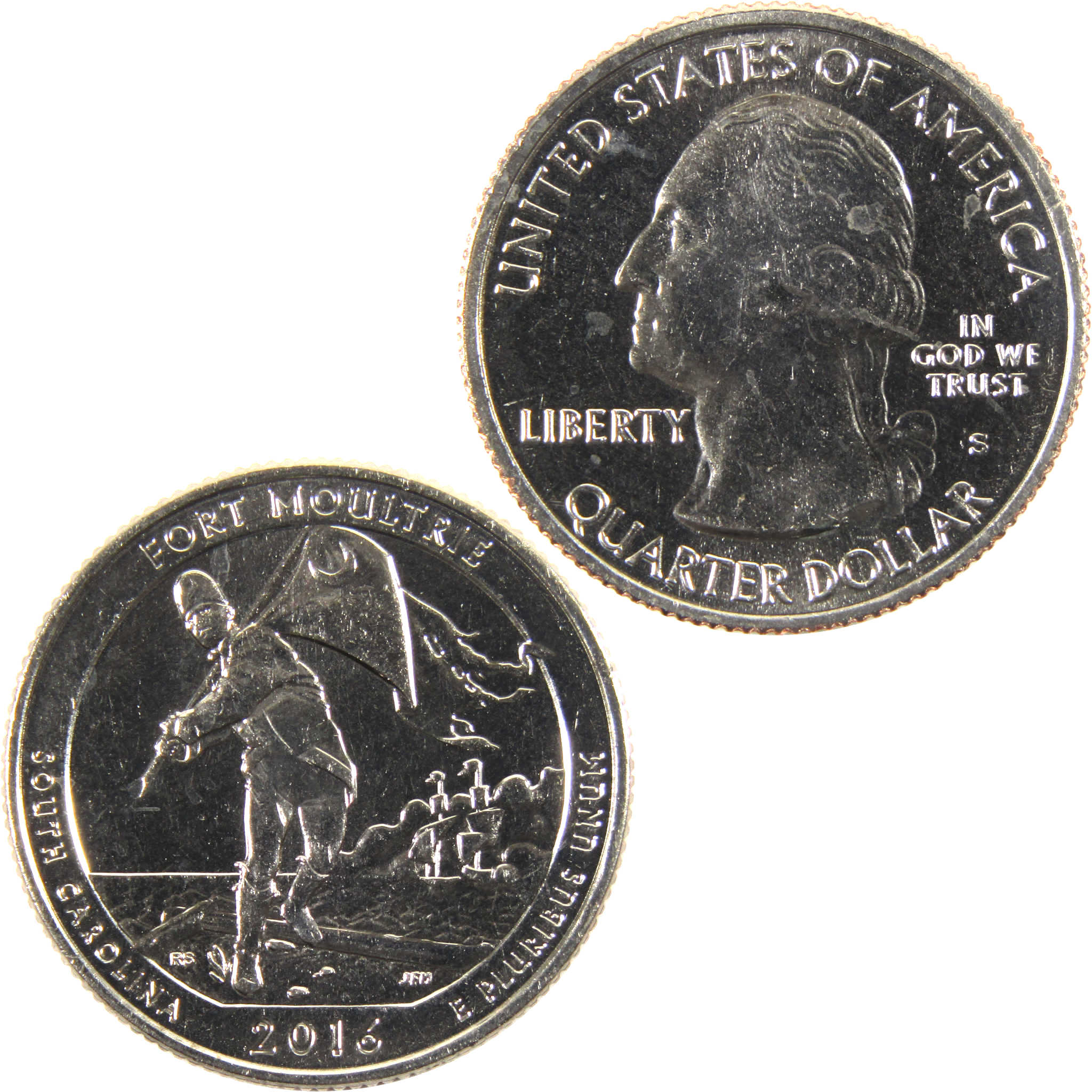 2016 S Fort Moultrie National Park Quarter BU Uncirculated Clad Coin