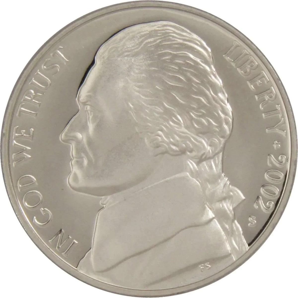 2002 S Jefferson Nickel Proof 5c Coin Collectible
