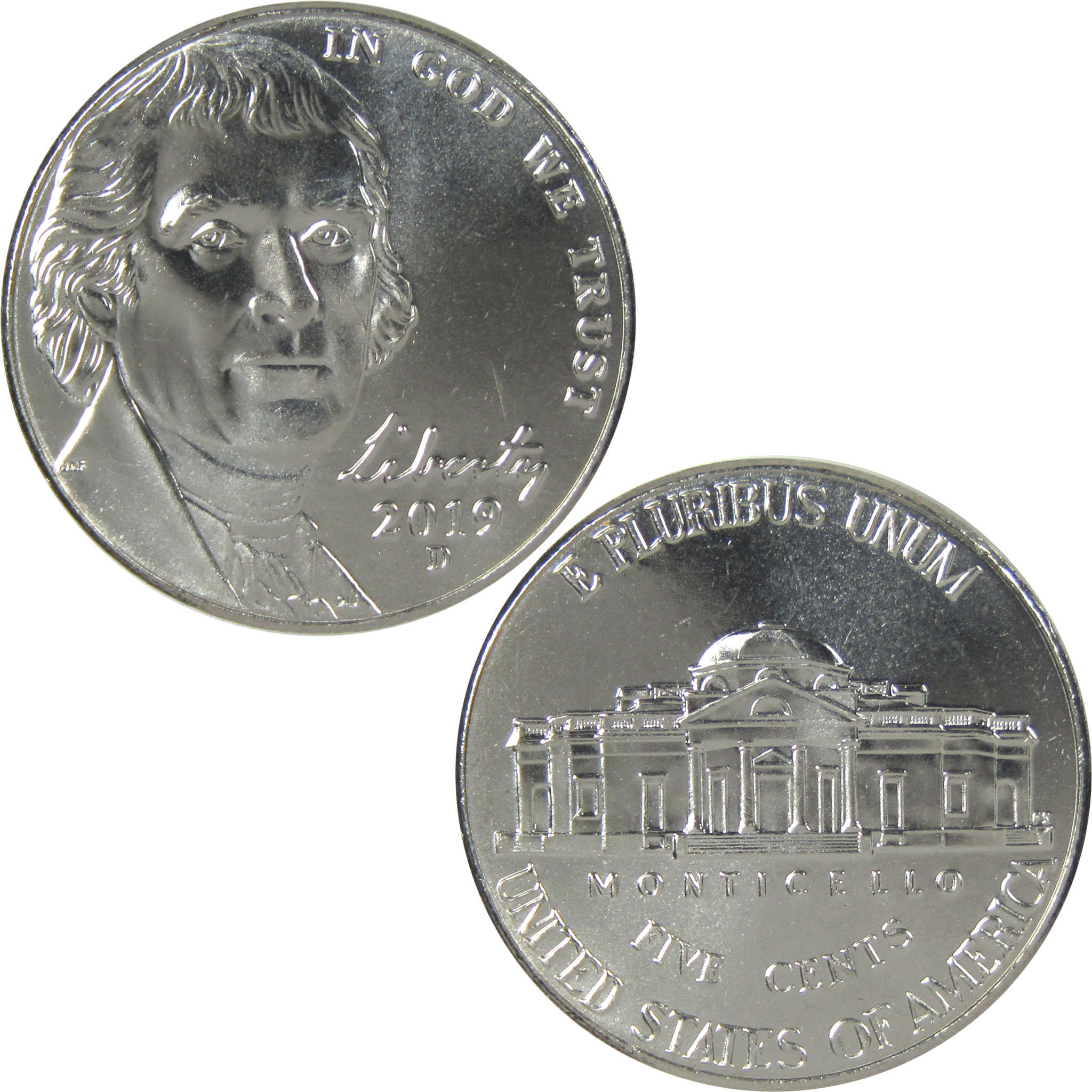 2019 D Jefferson Nickel Uncirculated 5c Coin