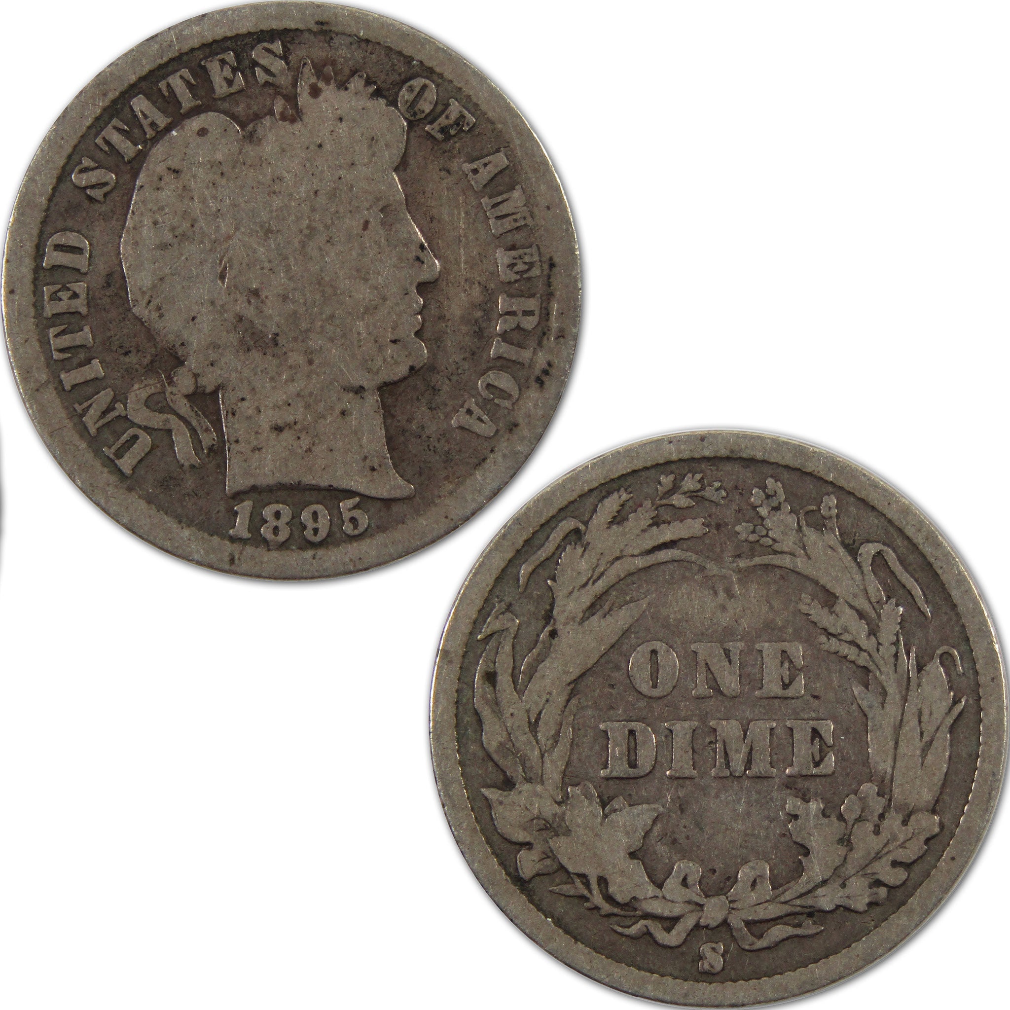 1895 S Barber Dime G Good Silver 10c Coin SKU:I10403