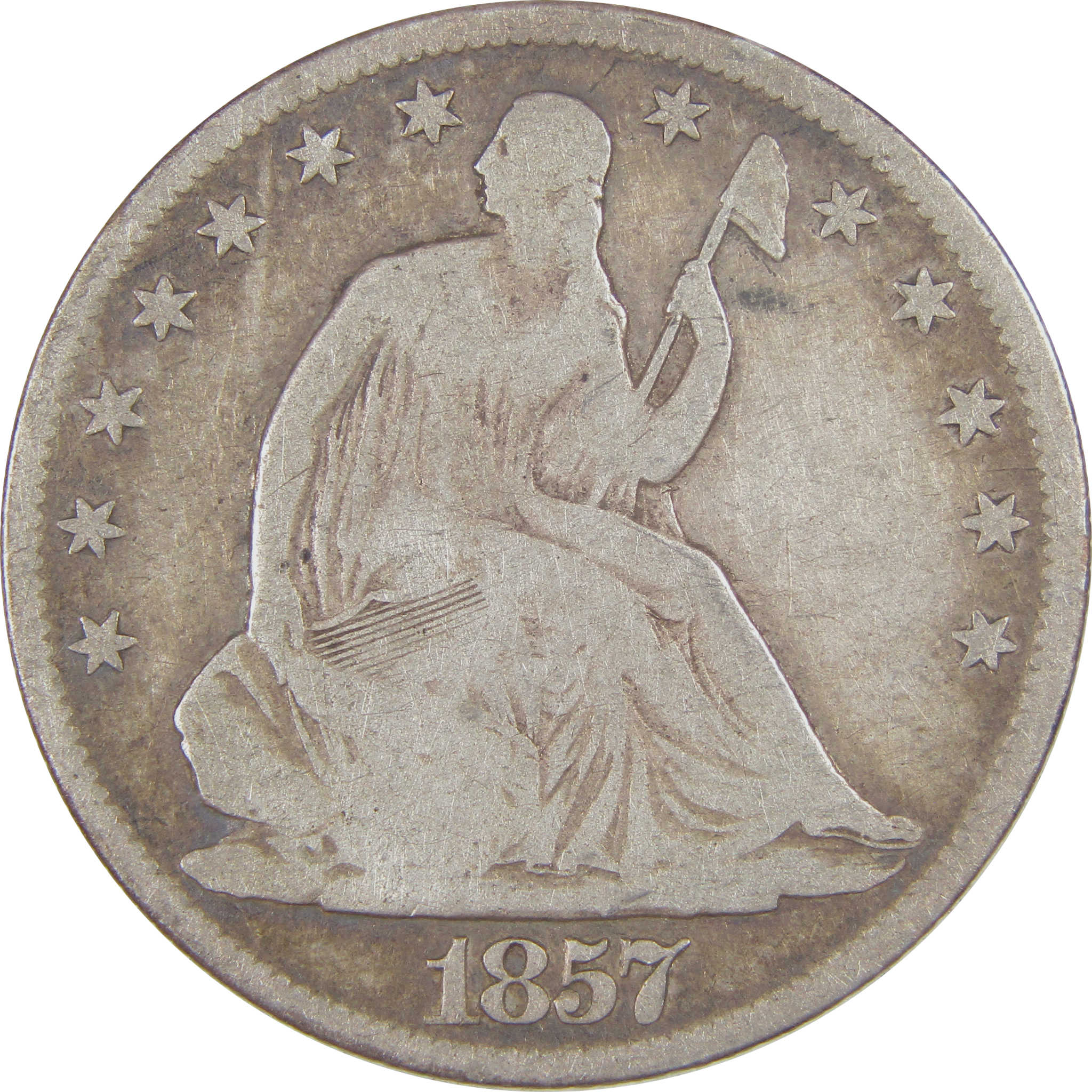 1857 O Seated Liberty Half Dollar G Good Silver 50c Coin SKU:I17144