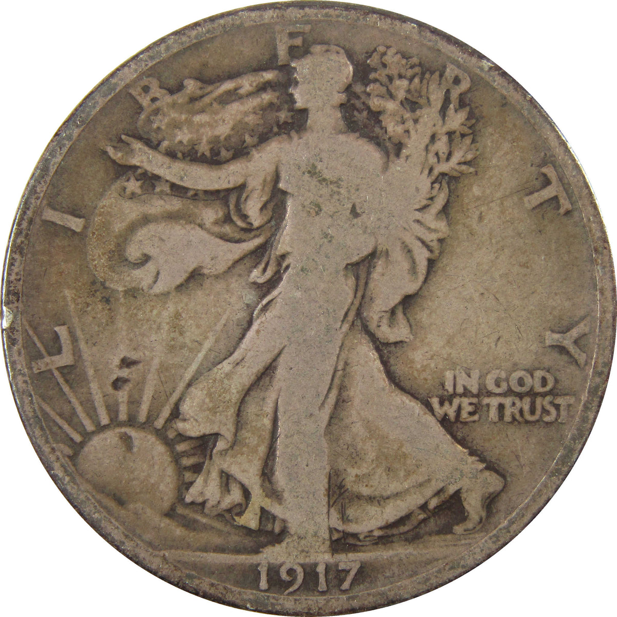 1917 Liberty Walking Silver Half Dollar VG Very Good Coin SKU:I29030
