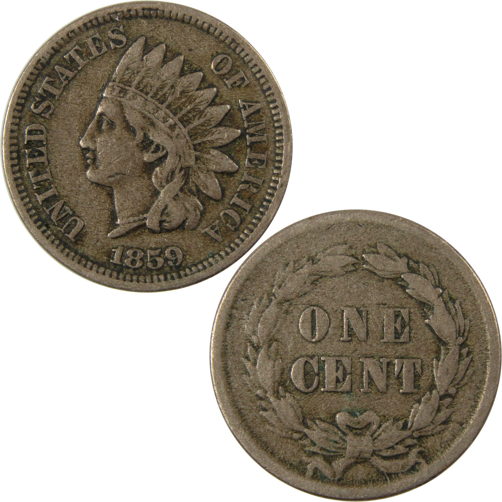 1859 Indian Head Cent VF Very Fine Penny 1c Coin SKU:CP1308
