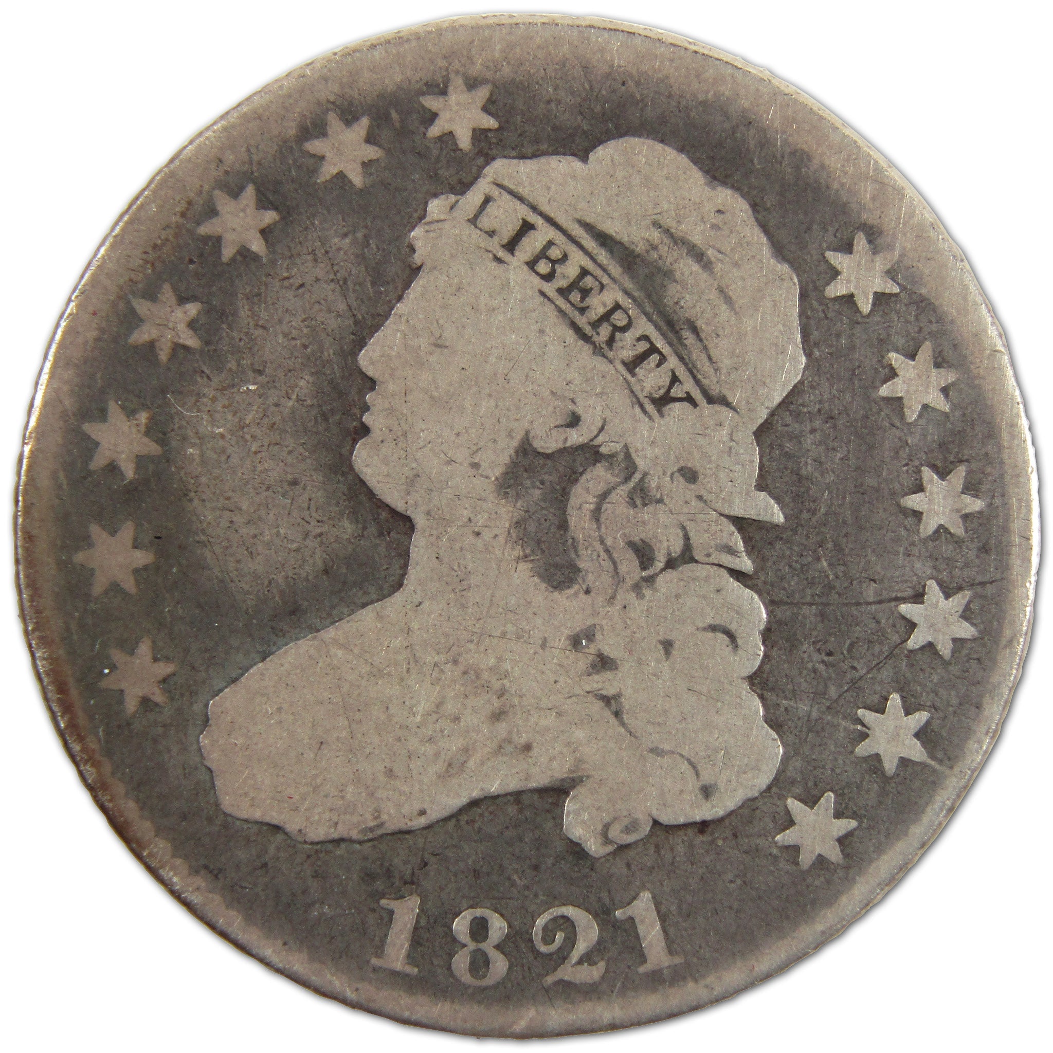 1821 Capped Bust Quarter G Good Silver 25c Coin SKU:I10565