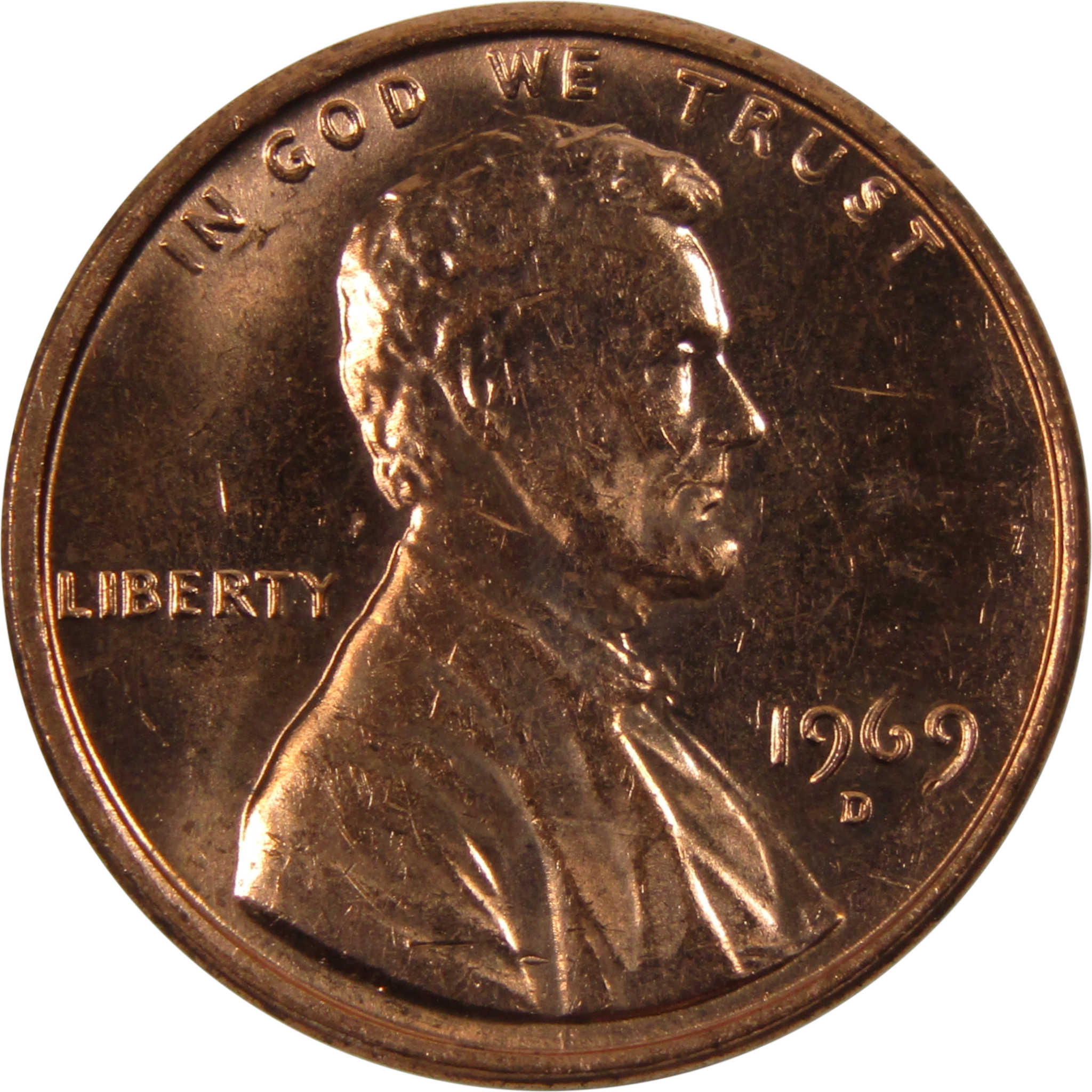 1969 D Lincoln Memorial Cent BU Uncirculated Penny 1c Coin