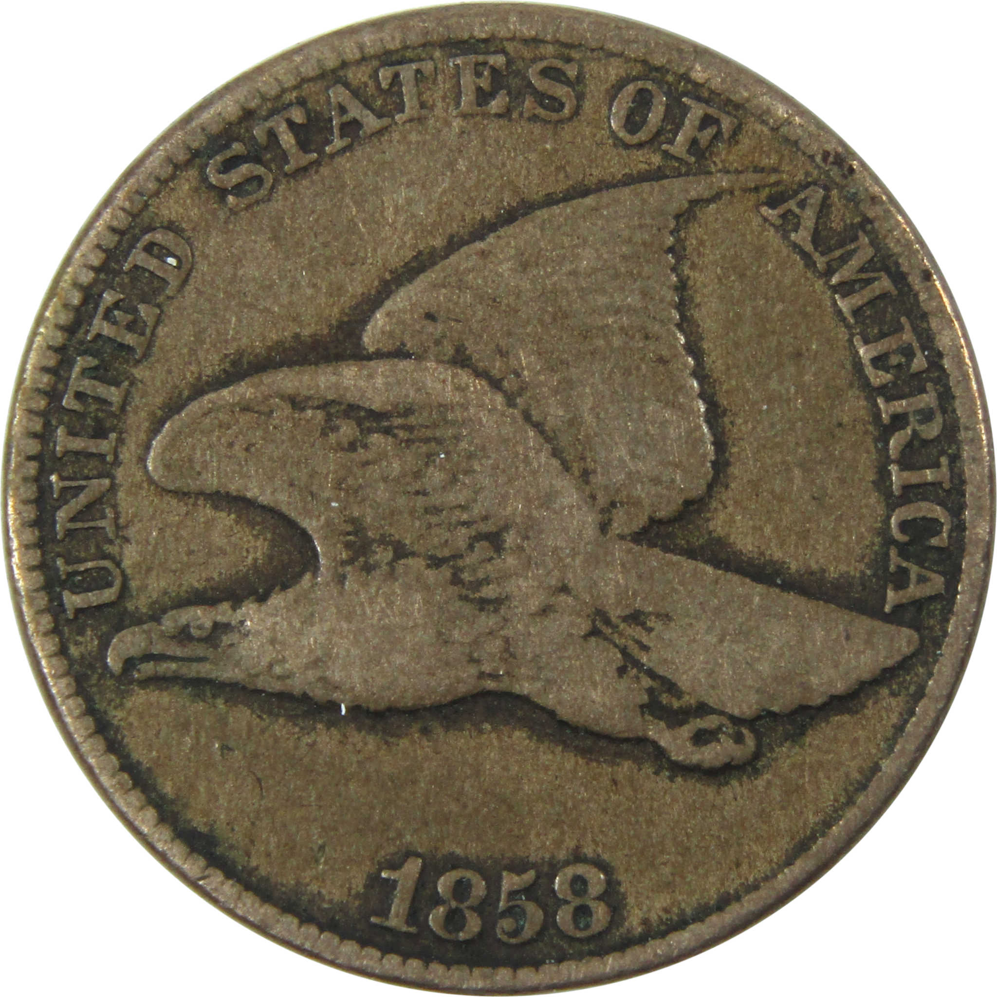 1858 Large Letter Flying Eagle Cent F Fine Copper-Nickel SKU:I14745